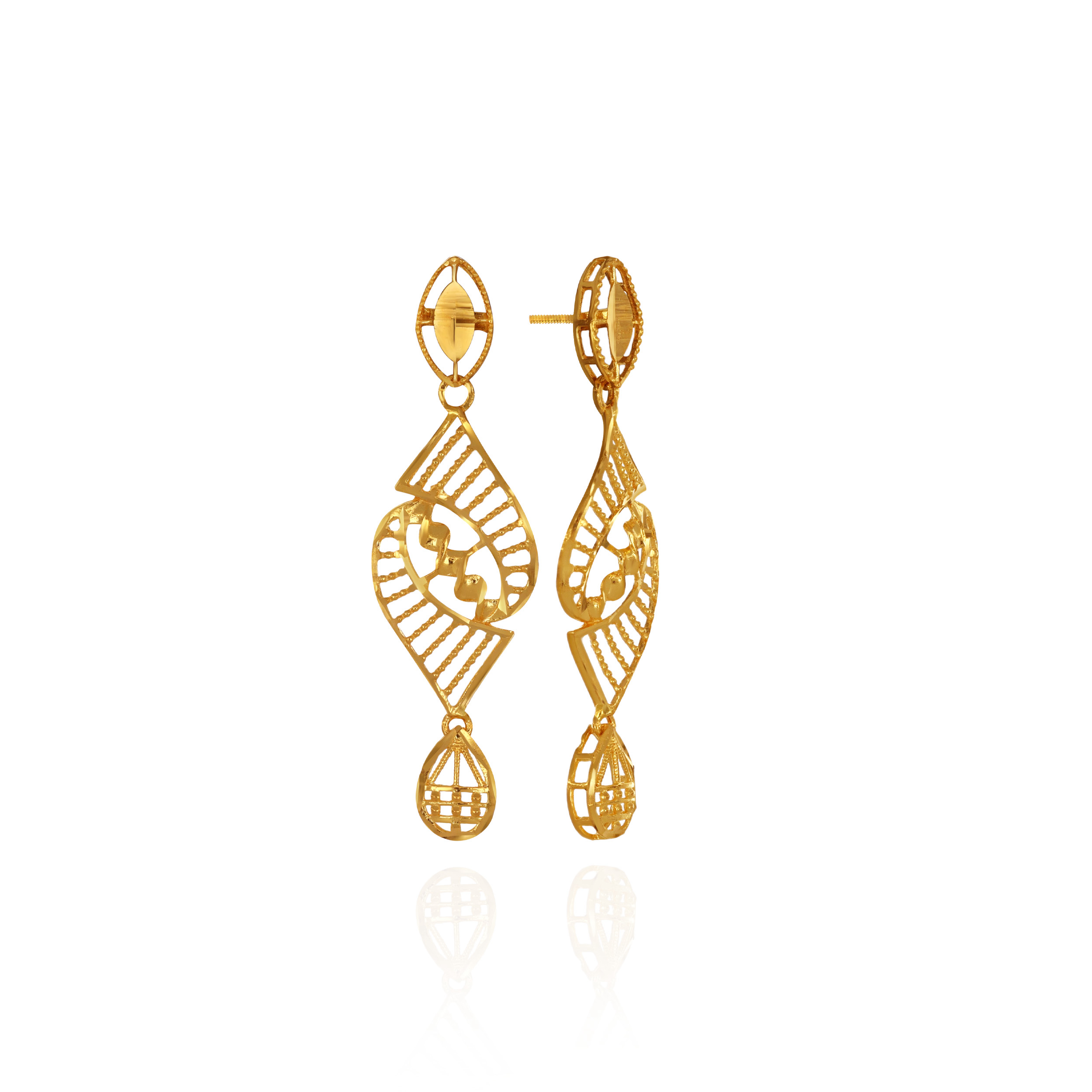 Curve Weave Gold Drops - Senco Gold and Diamonds