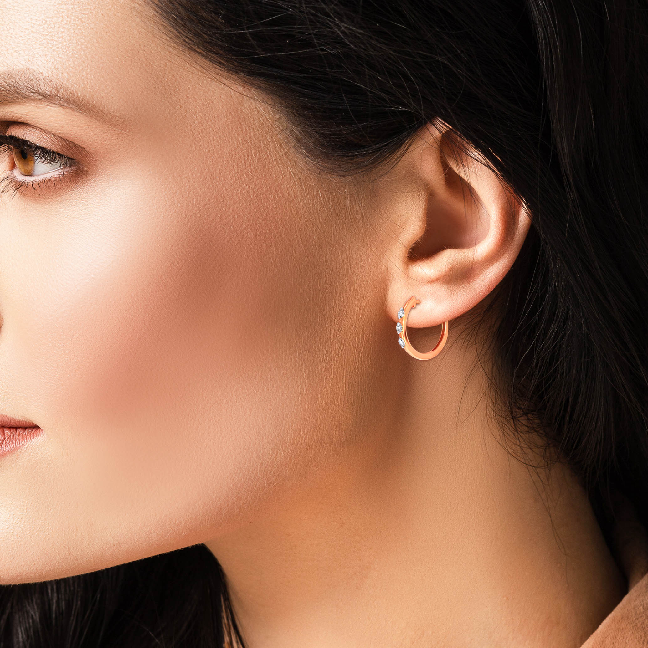 Triple Spark Diamond Hoop Earrings - Senco Gold and Diamonds