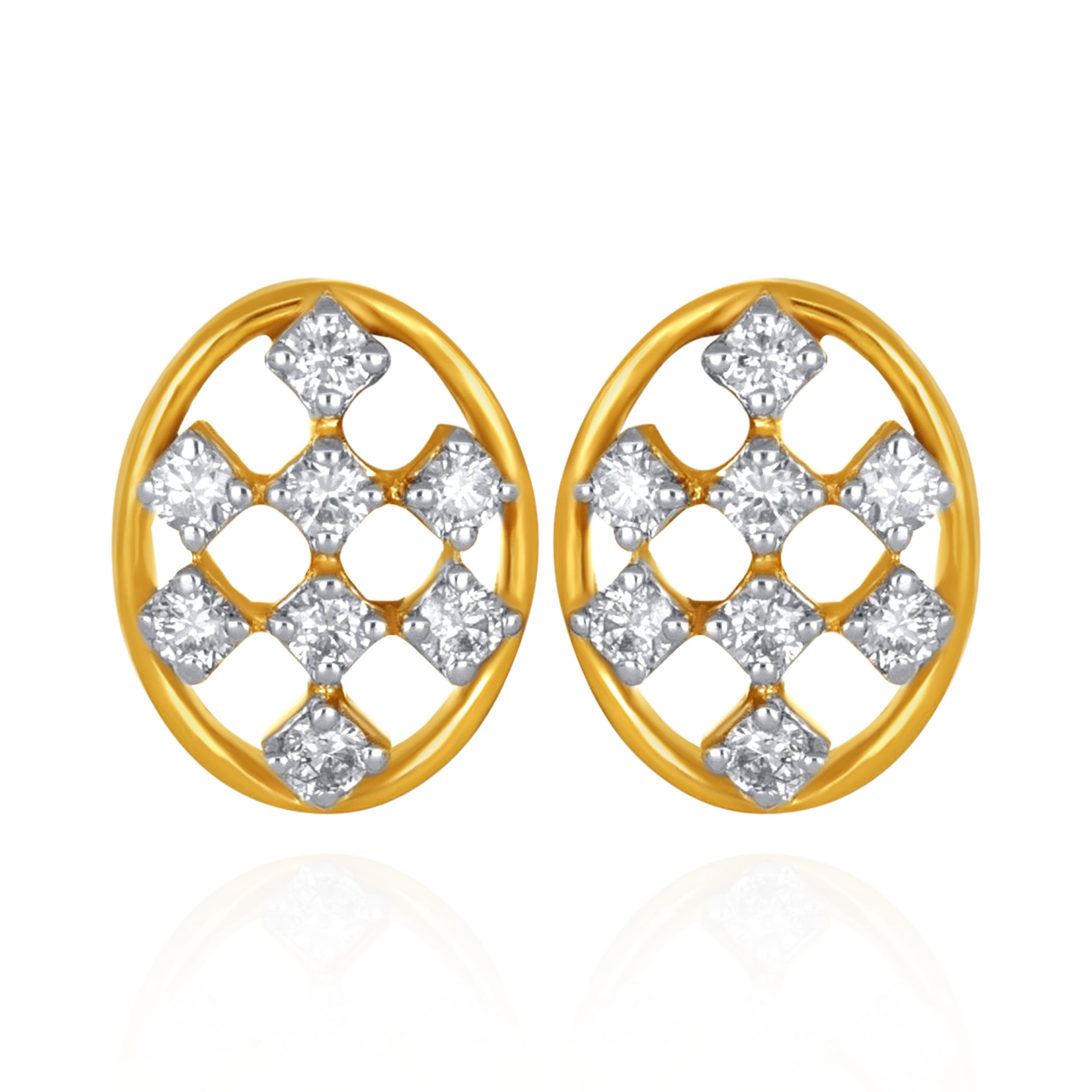 Oval Weave Diamond Studs - Senco Gold and Diamonds