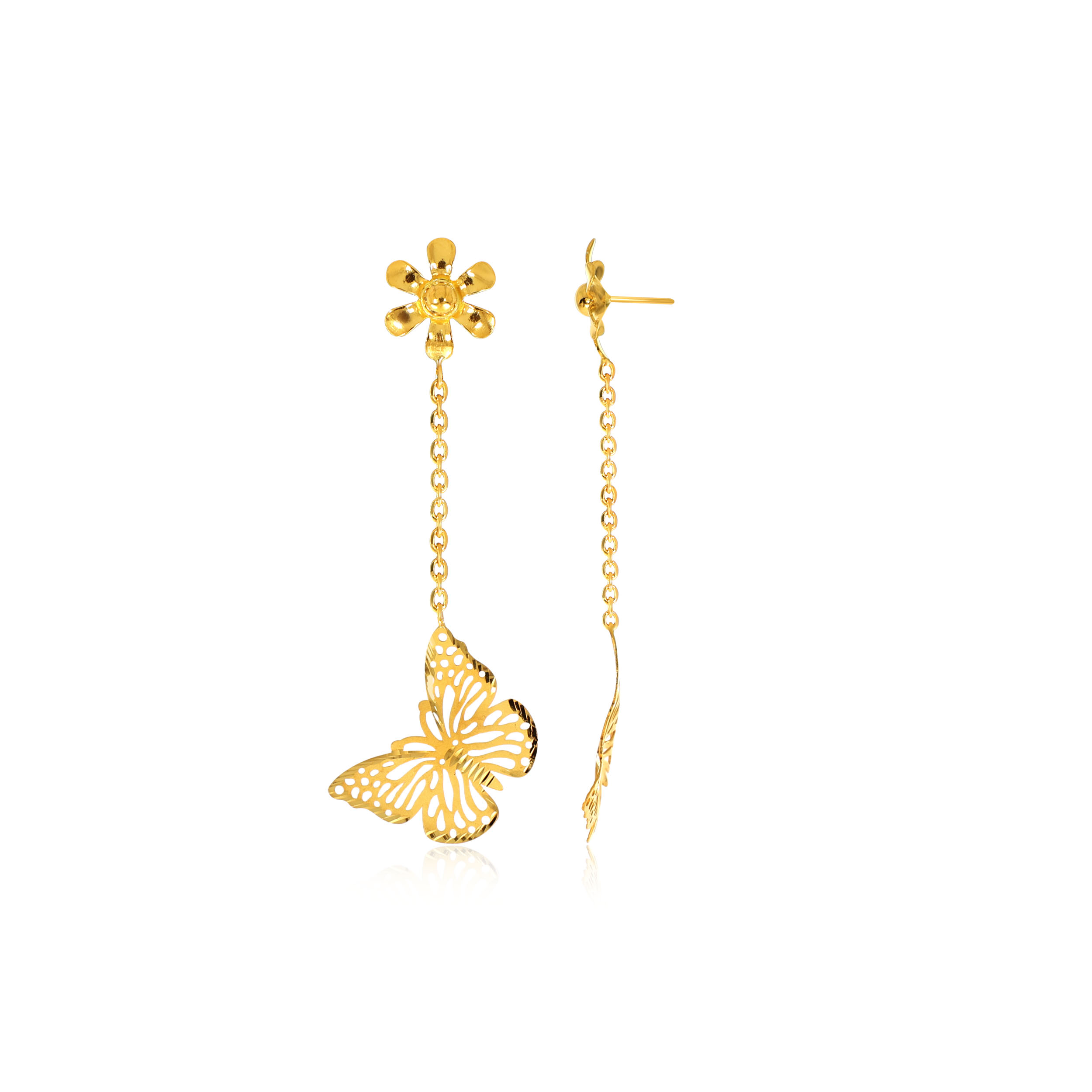 Blooming Freedom Gold Long Earrings - Senco Gold and Diamonds