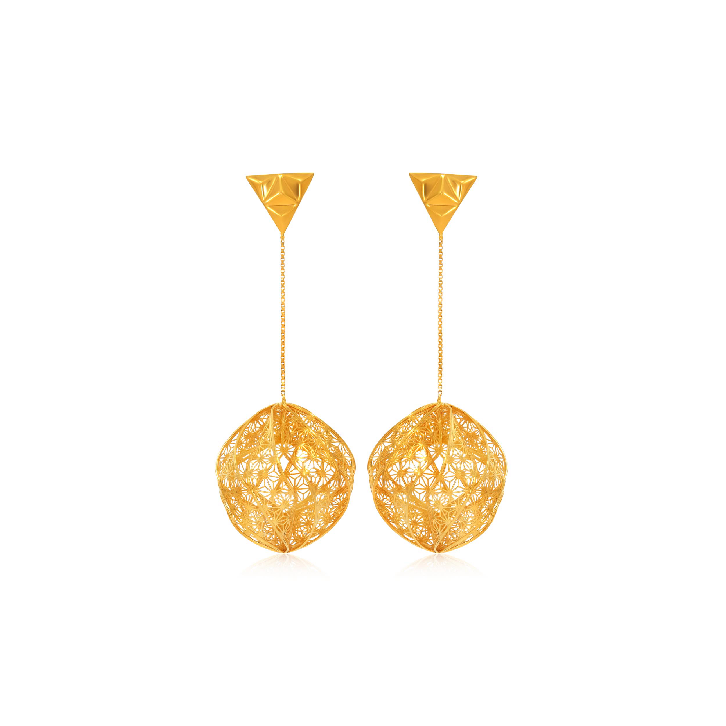 Globular Wonder Gold Long Earrings - Senco Gold and Diamonds