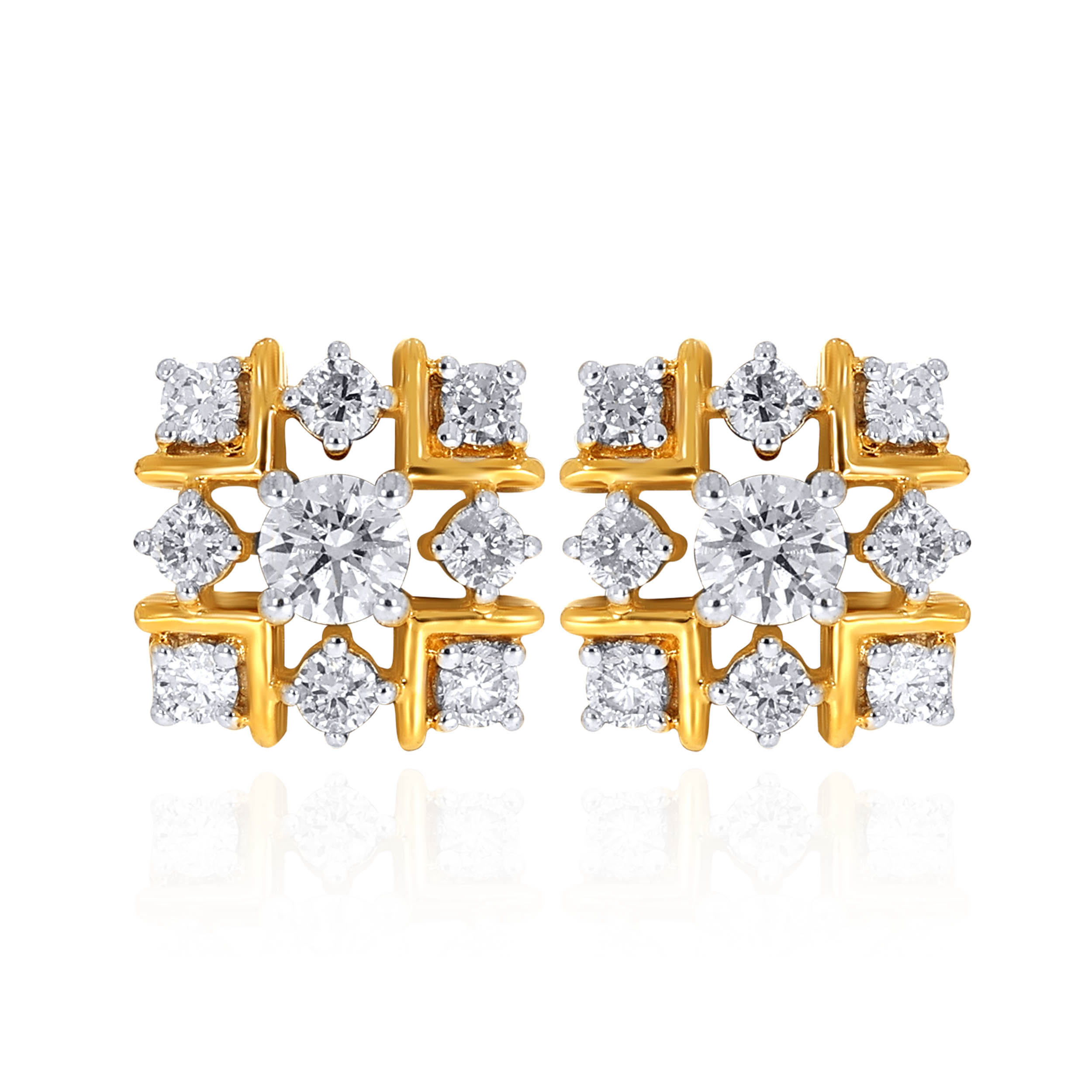 18K Yellow Gold Diamond Studs Earrings-DT-D000651027 - Senco Gold and Diamonds
