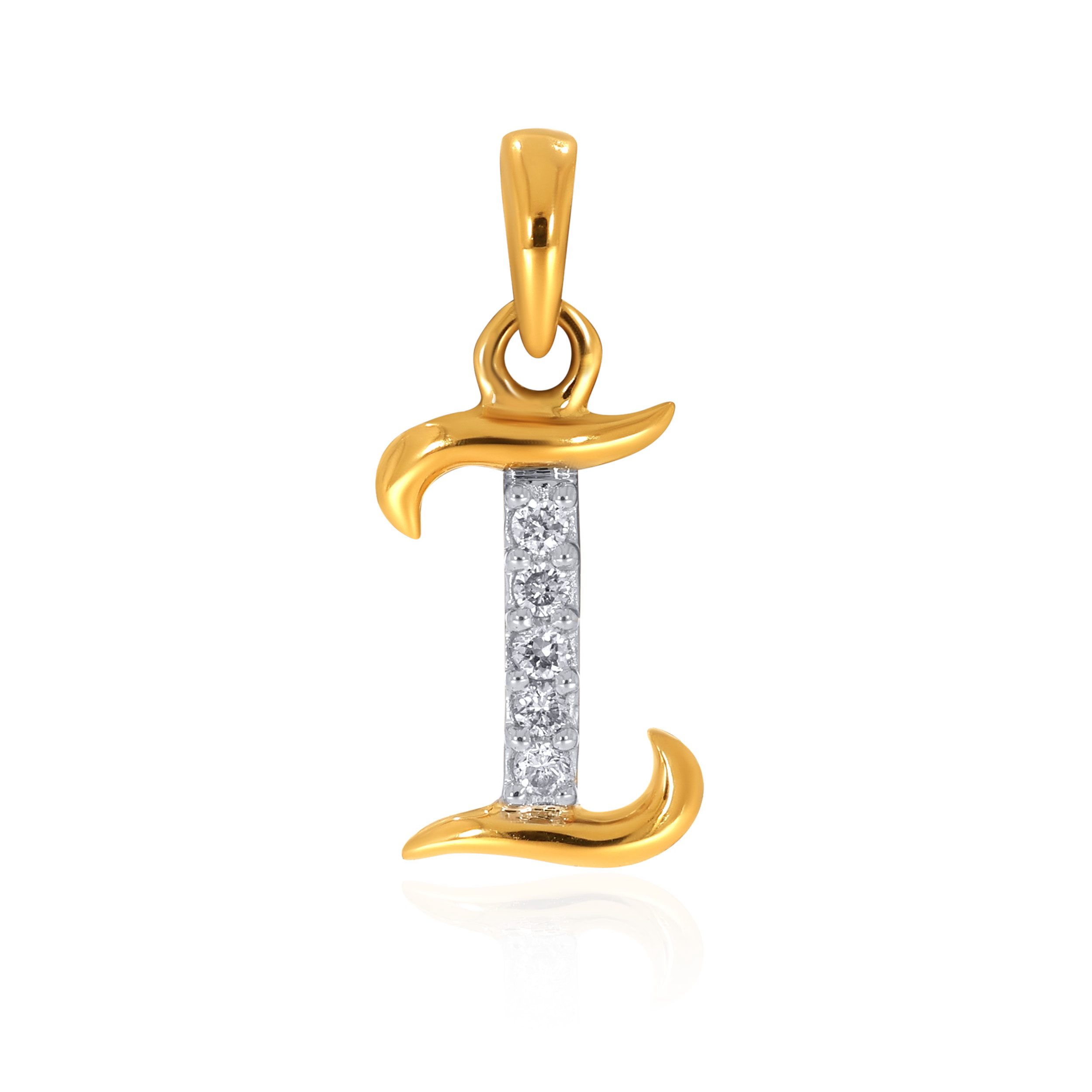 18K Yellow Gold I Alphabet Diamond Pendant-DPN-D000748627 - Senco Gold and Diamonds