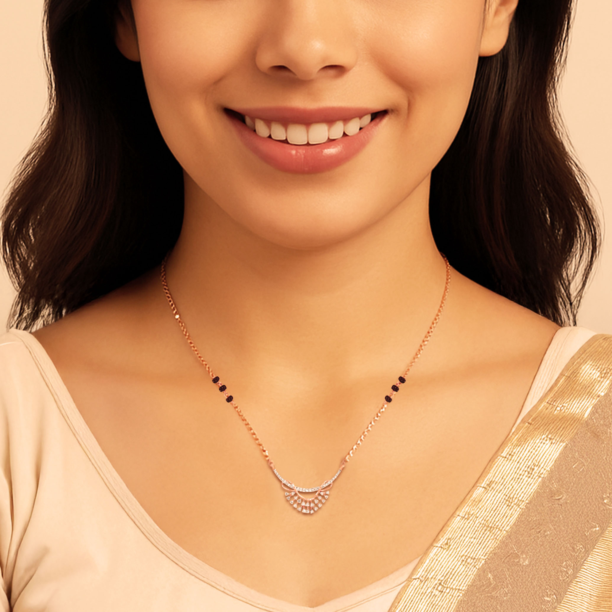 Rosé Aura Diamond Mangalsutra - Senco Gold and Diamonds