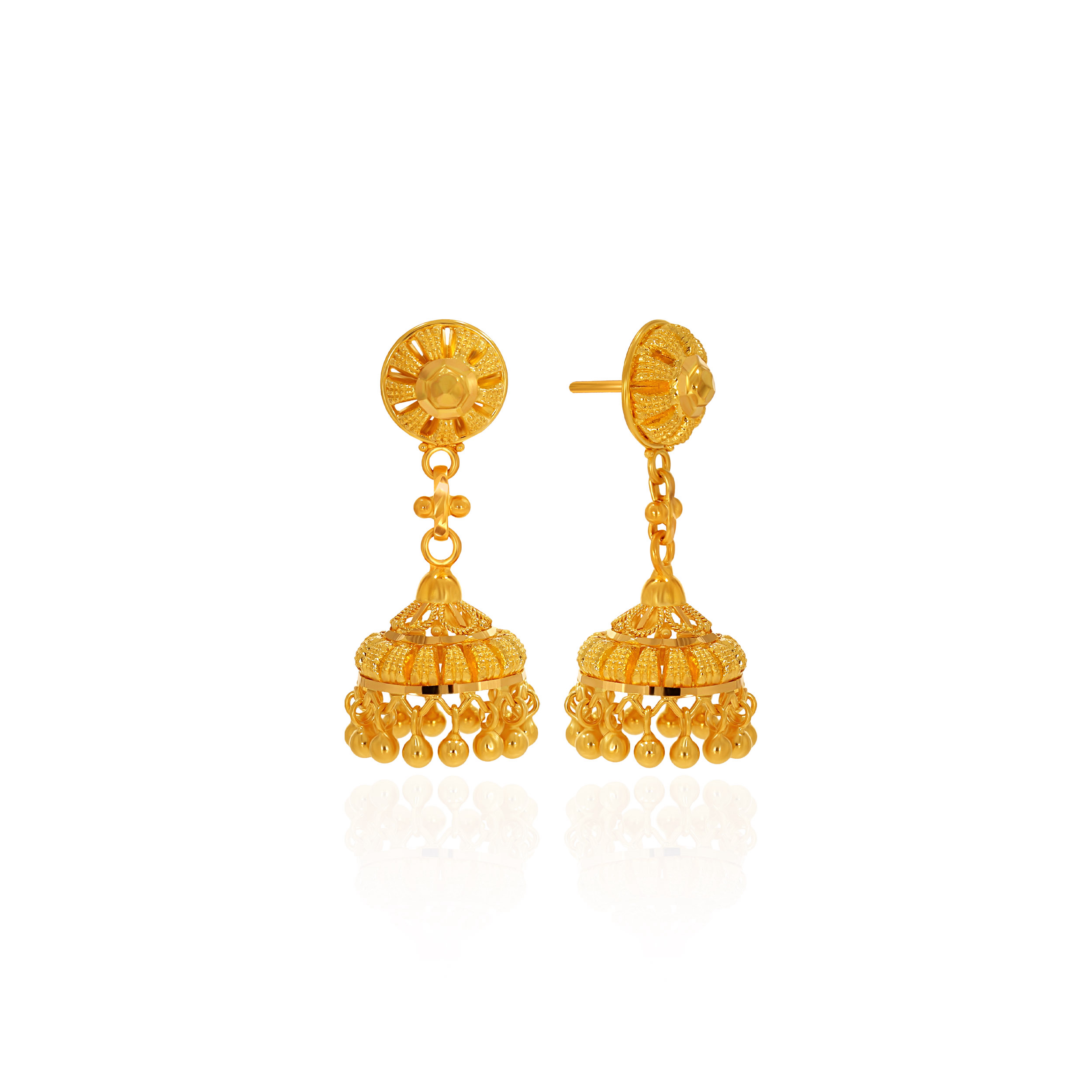 Radiant Mirage Gold Jhumka Earrings - Senco Gold and Diamonds