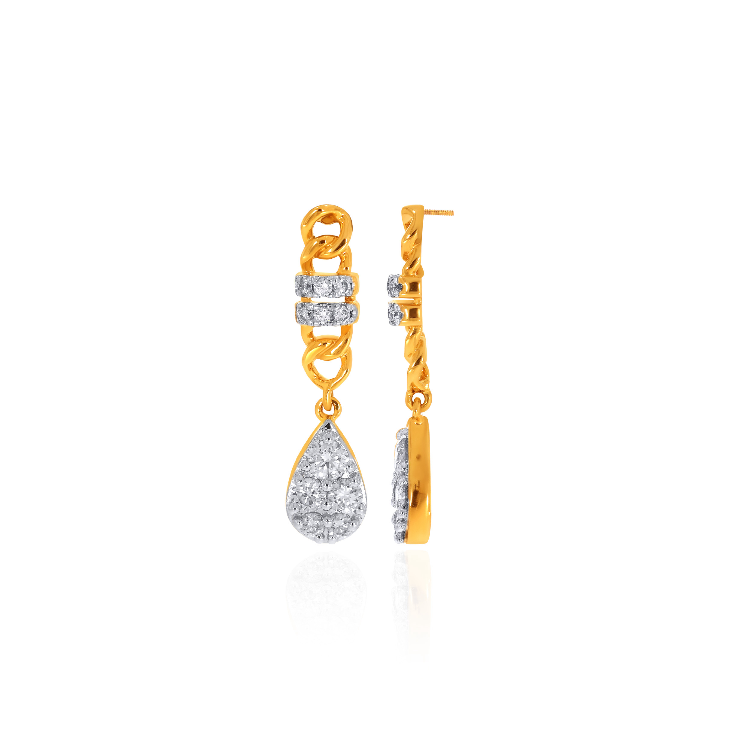 14K Yellow Gold Diamond Drop Earrings-DT-D000772712 - Senco Gold and Diamonds