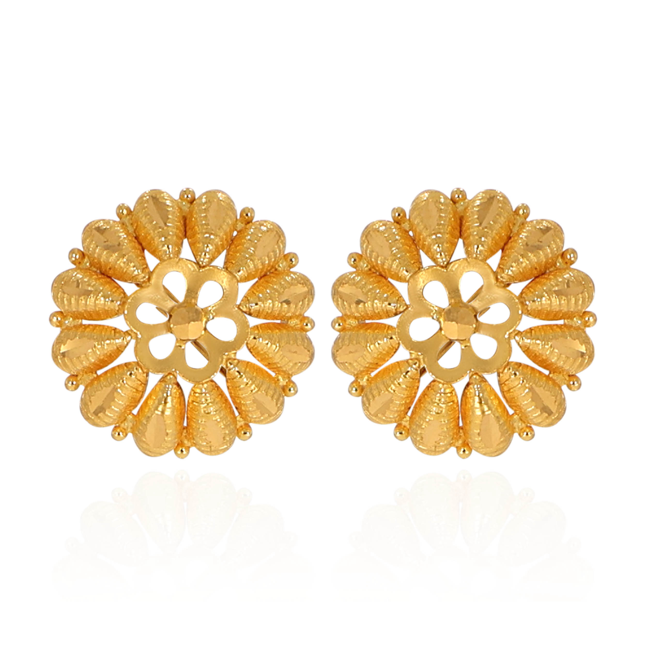 Sunburst Bloom Gold Studs - Senco Gold and Diamonds