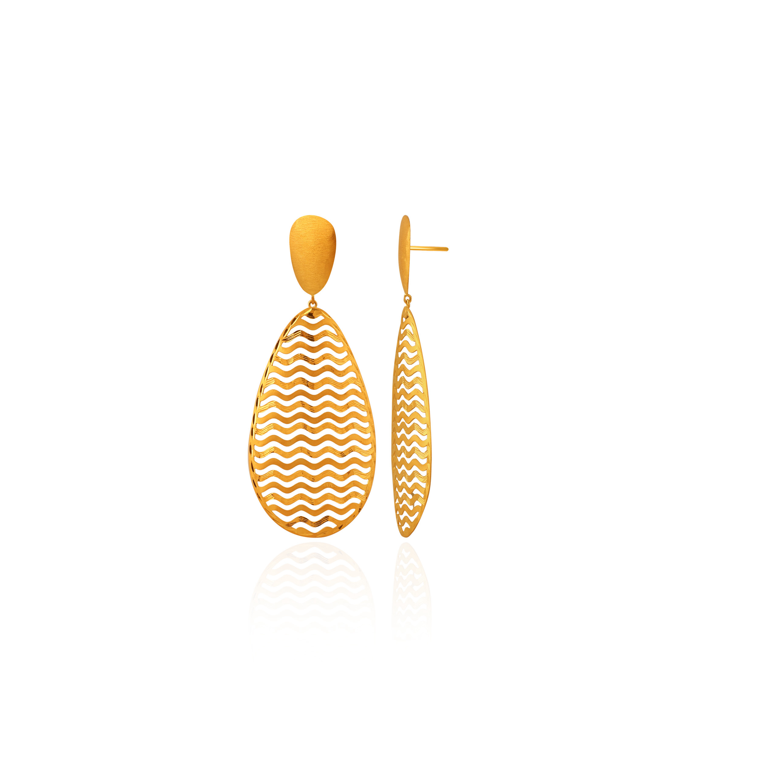 Wavy Openwork Gold Drop Earrings - Senco Gold and Diamonds