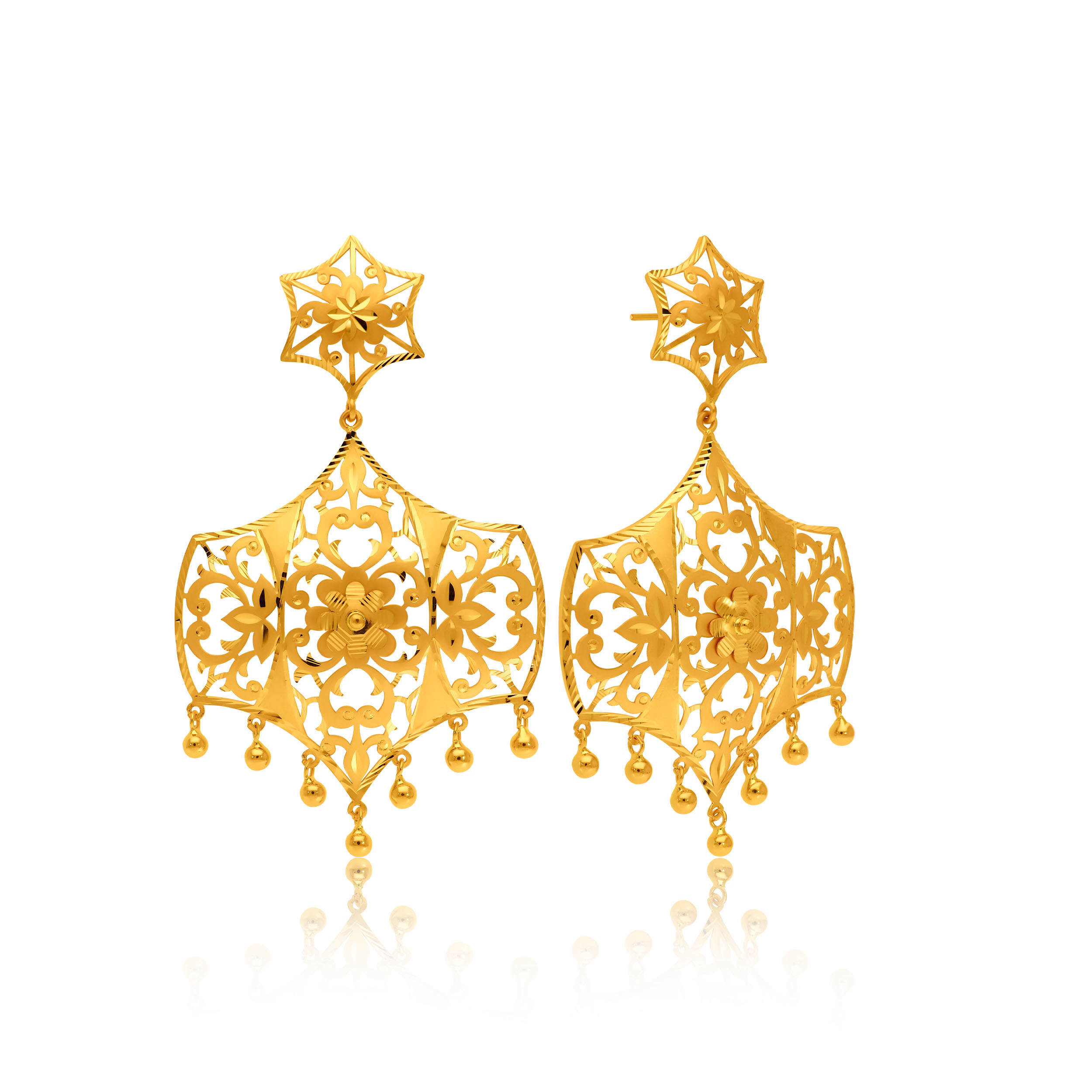 22K Yellow Gold Danglers Earrings-GP-SAD0005774 - Senco Gold and Diamonds