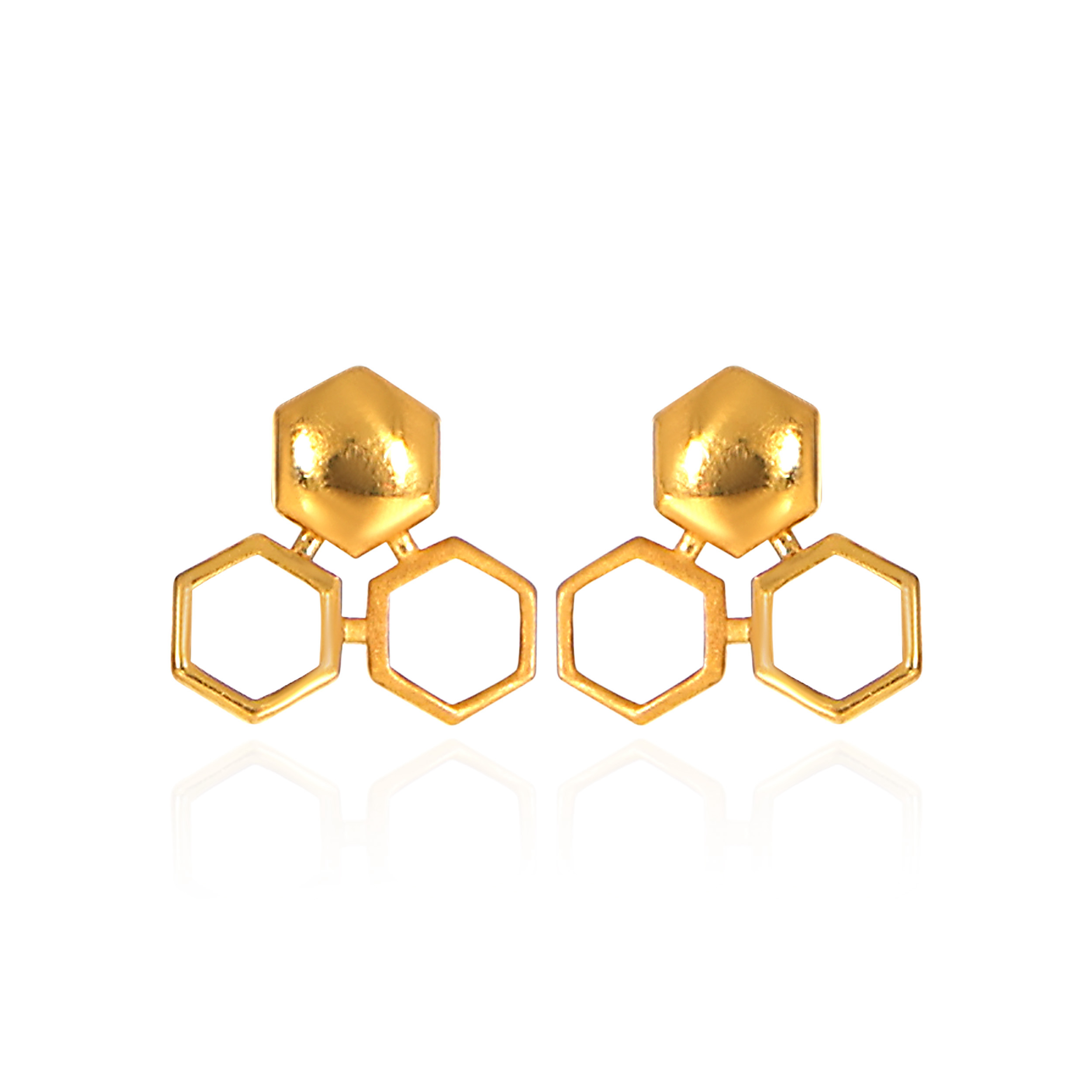 Urban Hex Gold Studs - Senco Gold and Diamonds