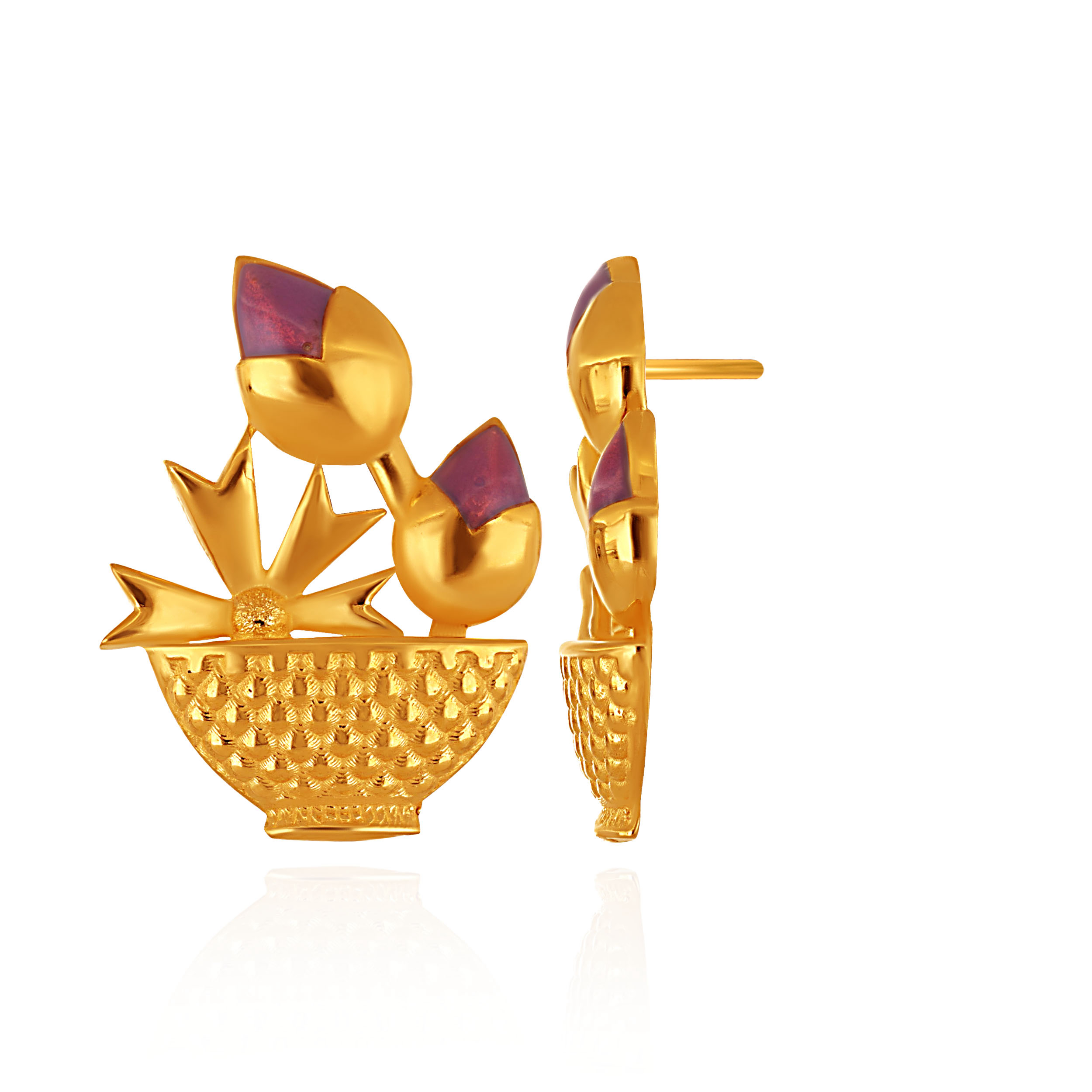 Dusky Petal Gold Studs - Senco Gold and Diamonds