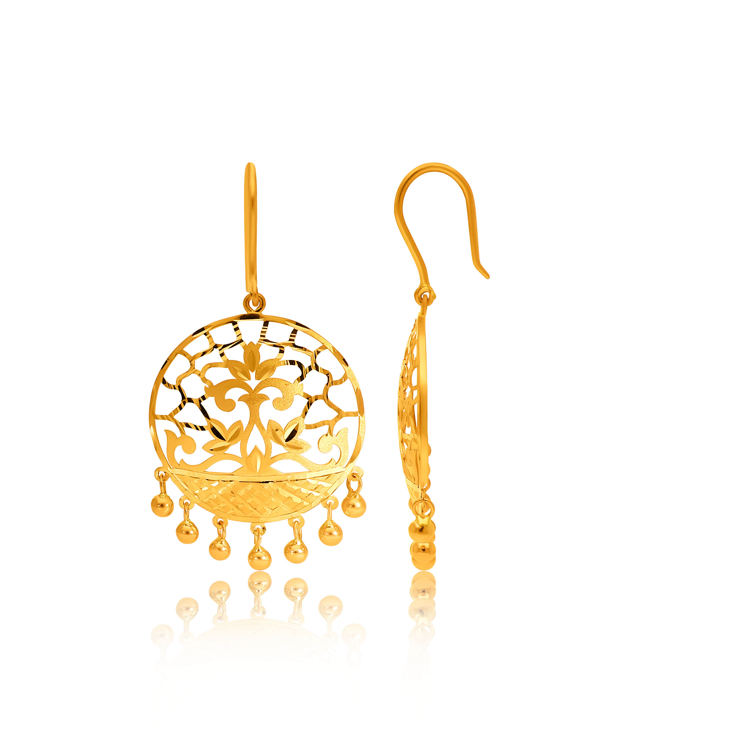 Gilded Filigree Circle Gold Earrings - Senco Gold and Diamonds