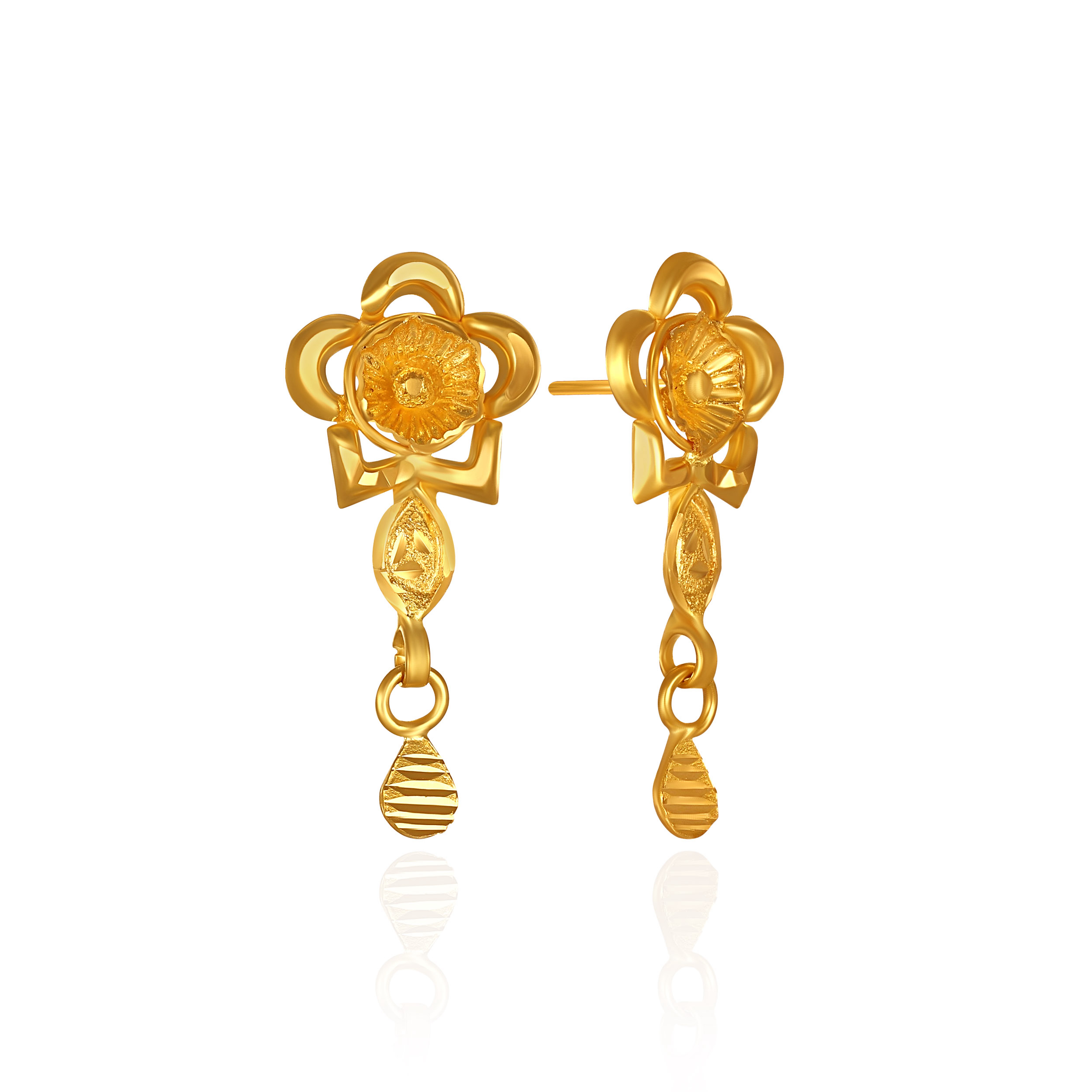 Bloom & Bow Gold Drop Earrings - Senco Gold and Diamonds