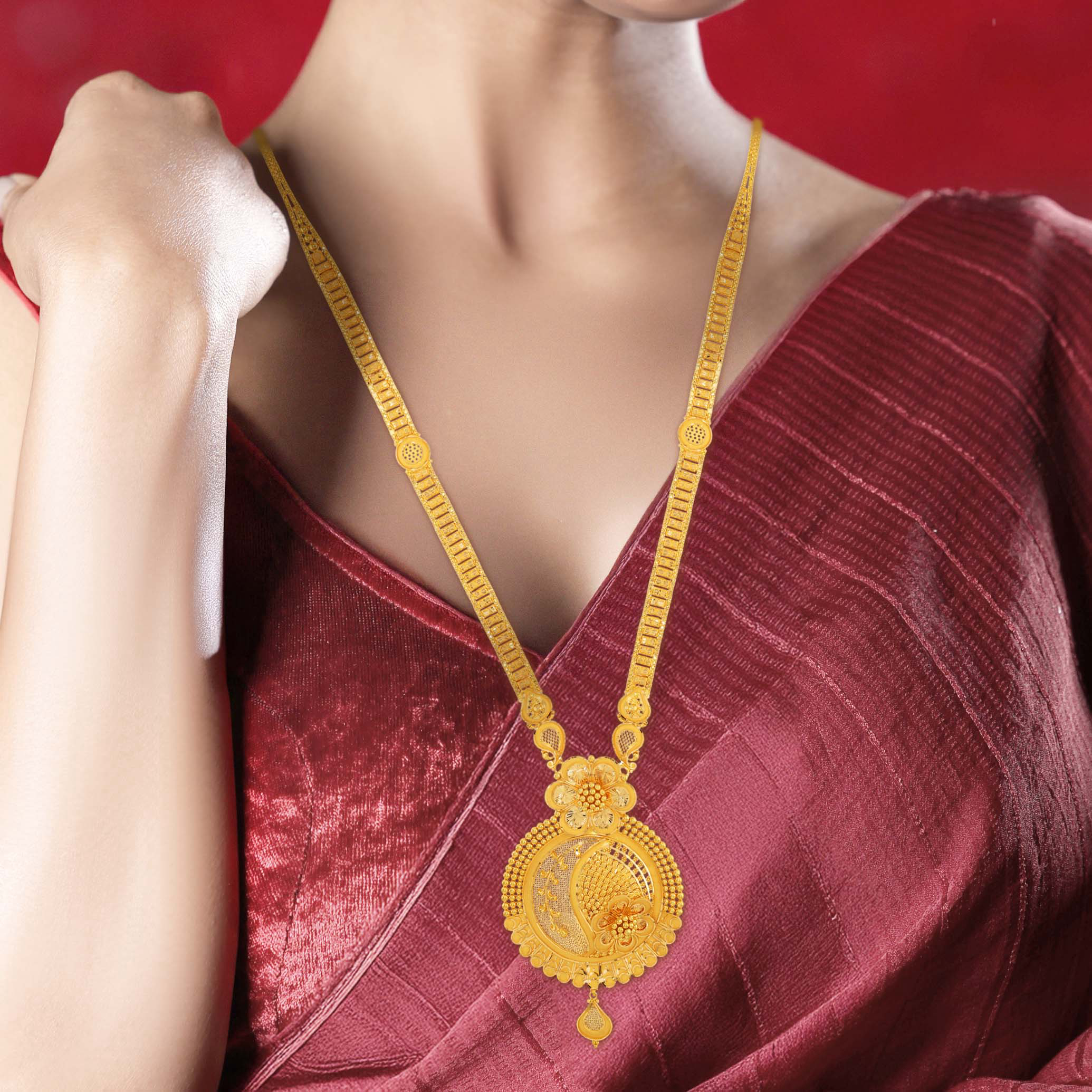 Regal Ceremonial Gold Sitahar Necklace - Senco Gold and Diamonds