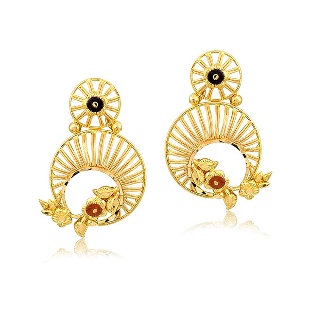 Dual Wheels Gold Earrings - Senco Gold and Diamonds