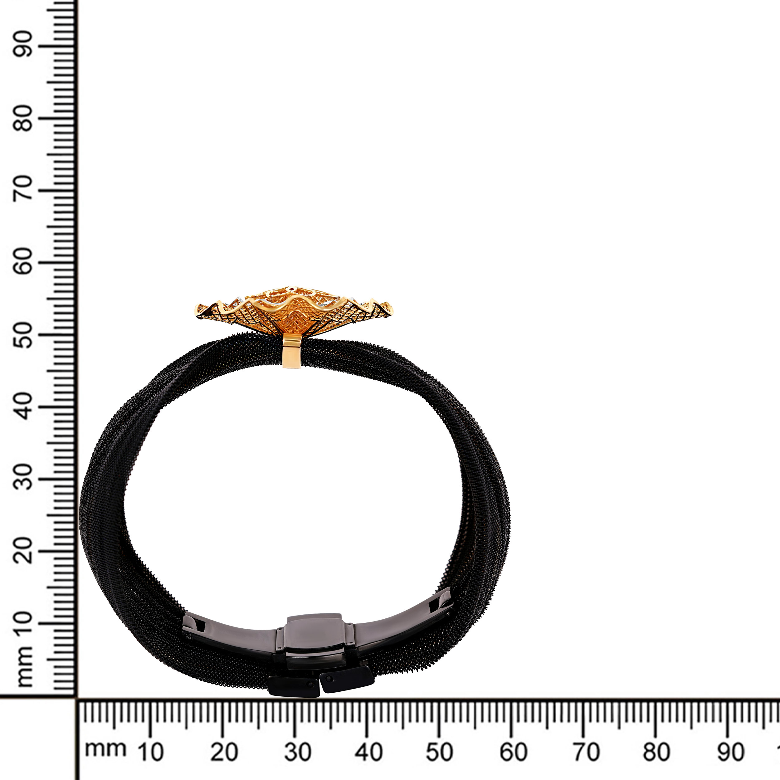 Black Woven Statement Gold Chur Bangle - Senco Gold and Diamonds