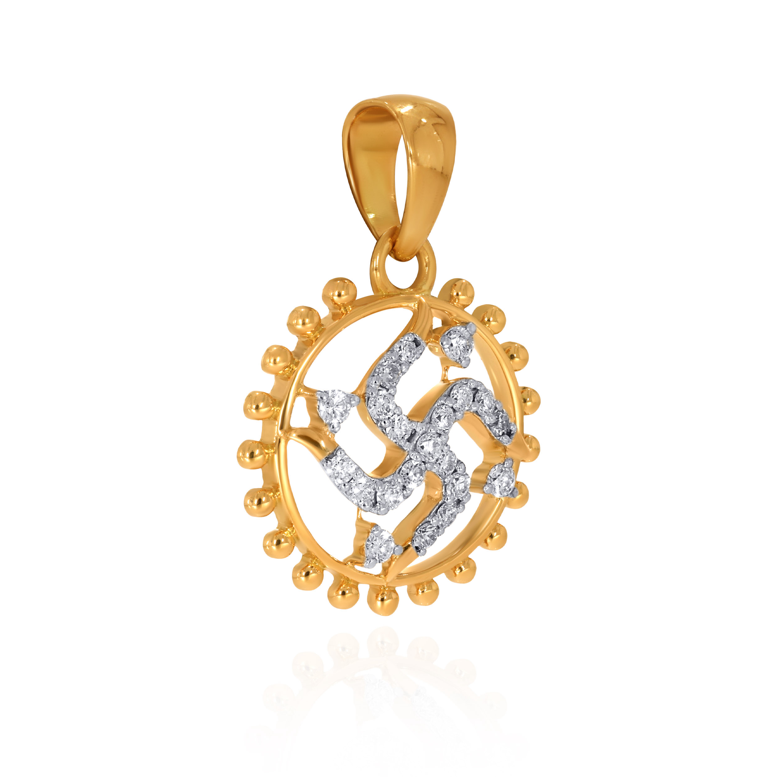 Shubha Swastik Diamond Pendant - Senco Gold and Diamonds