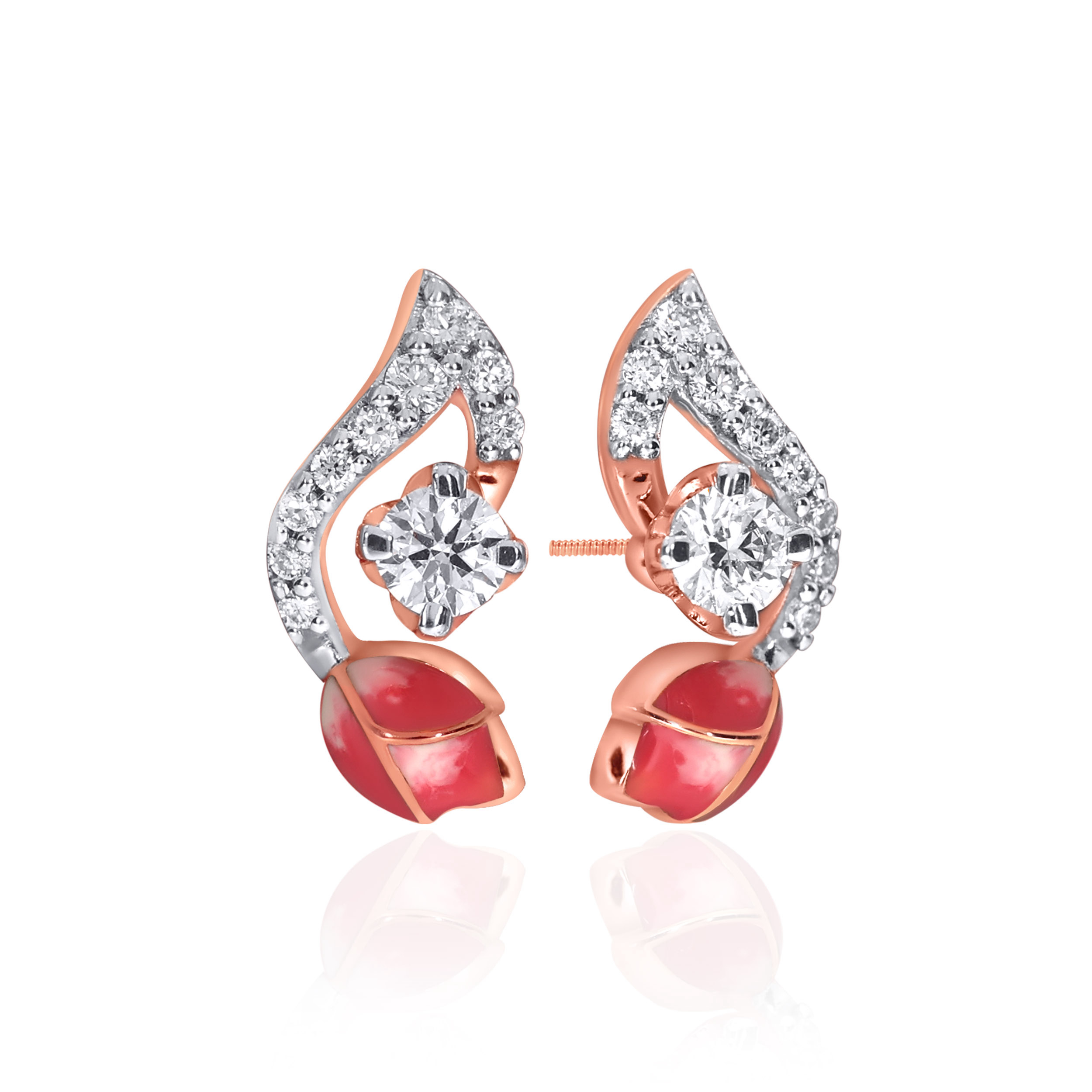 18K Rose Gold Diamond Studs Earrings-DT-D000754612 - Senco Gold and Diamonds