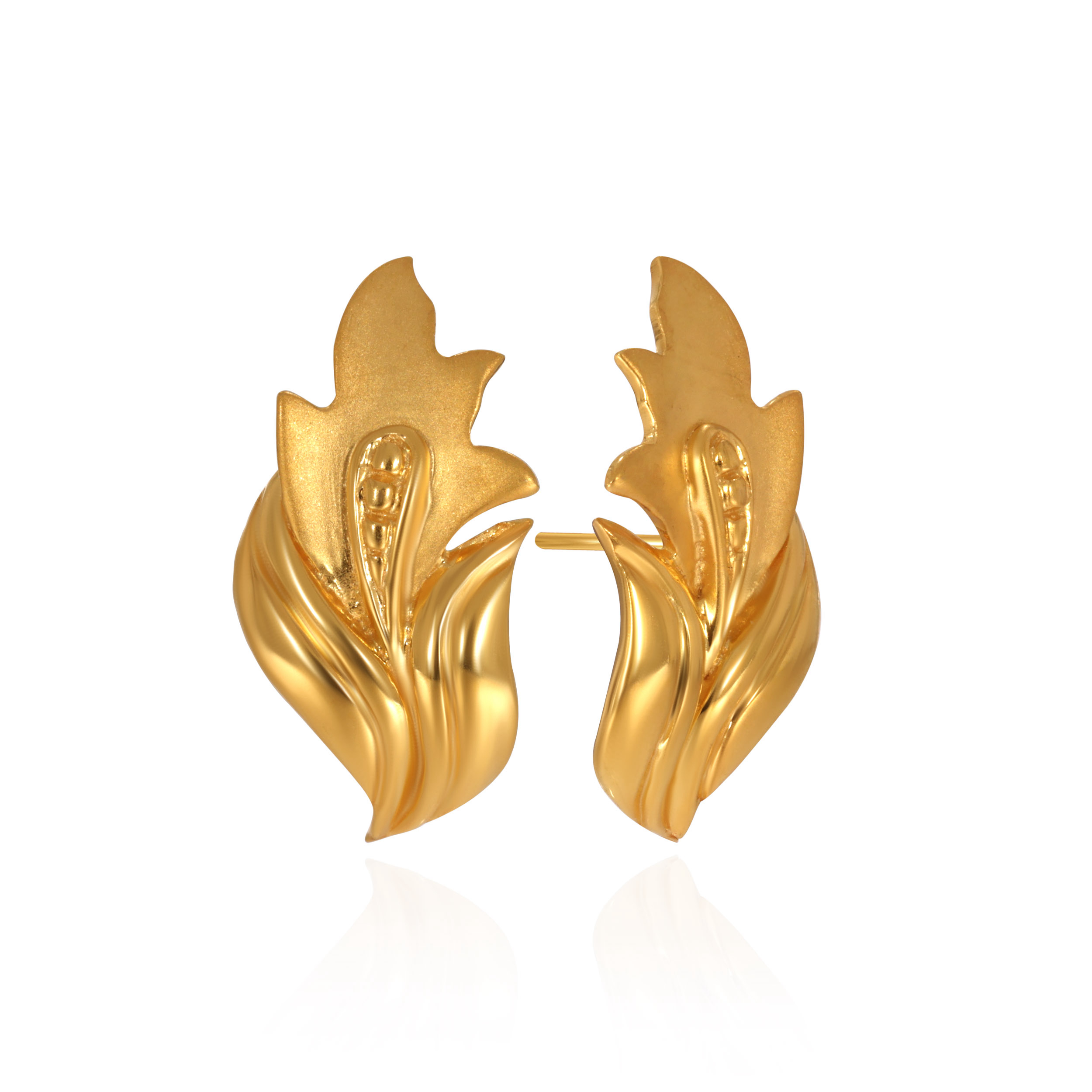 Leaf Harmony Gold Studs - Senco Gold and Diamonds