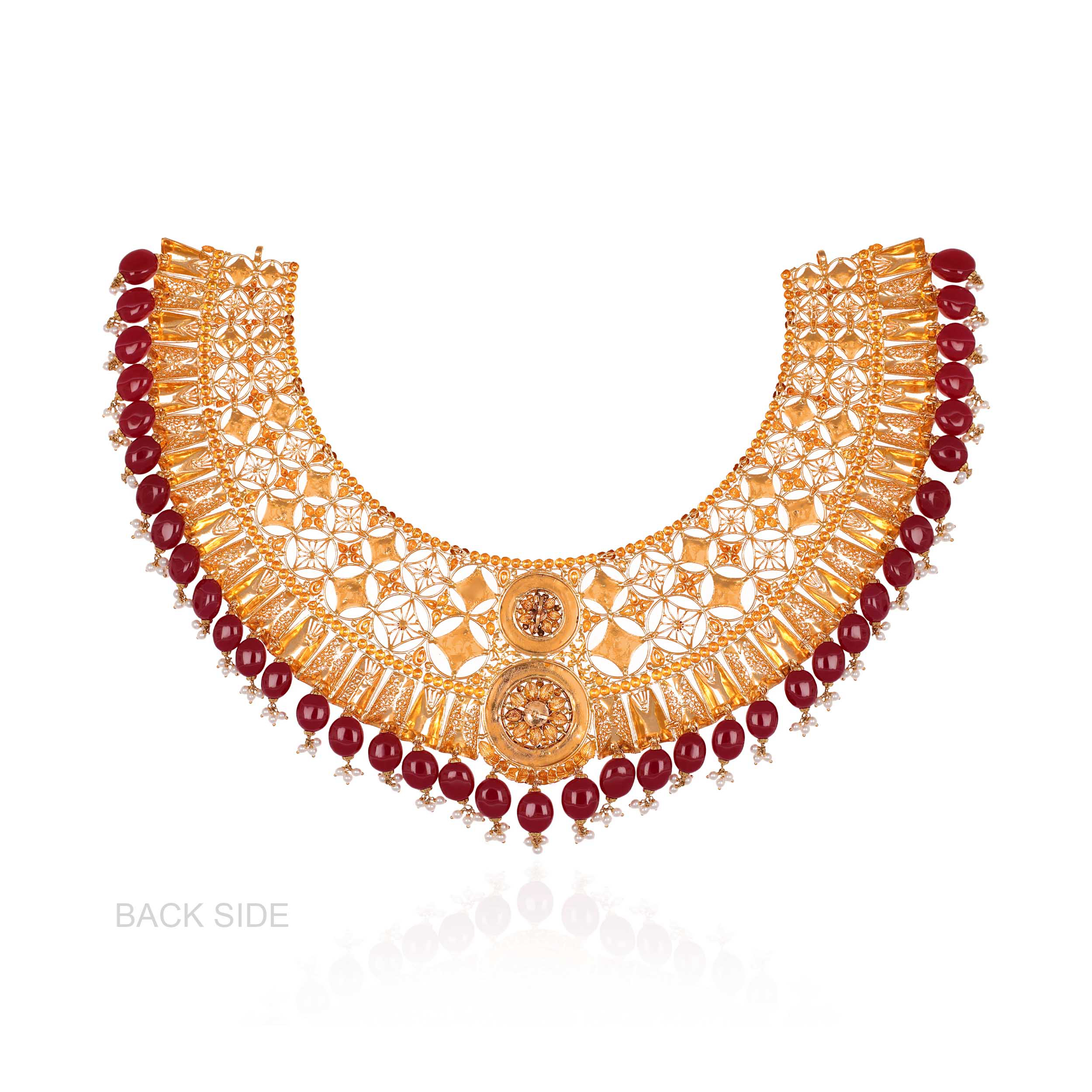 Sunlit Cascade Kundan Statement Gold Necklace - Senco Gold and Diamonds