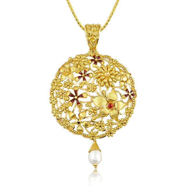 Floral Array Gold Pendant - Senco Gold and Diamonds