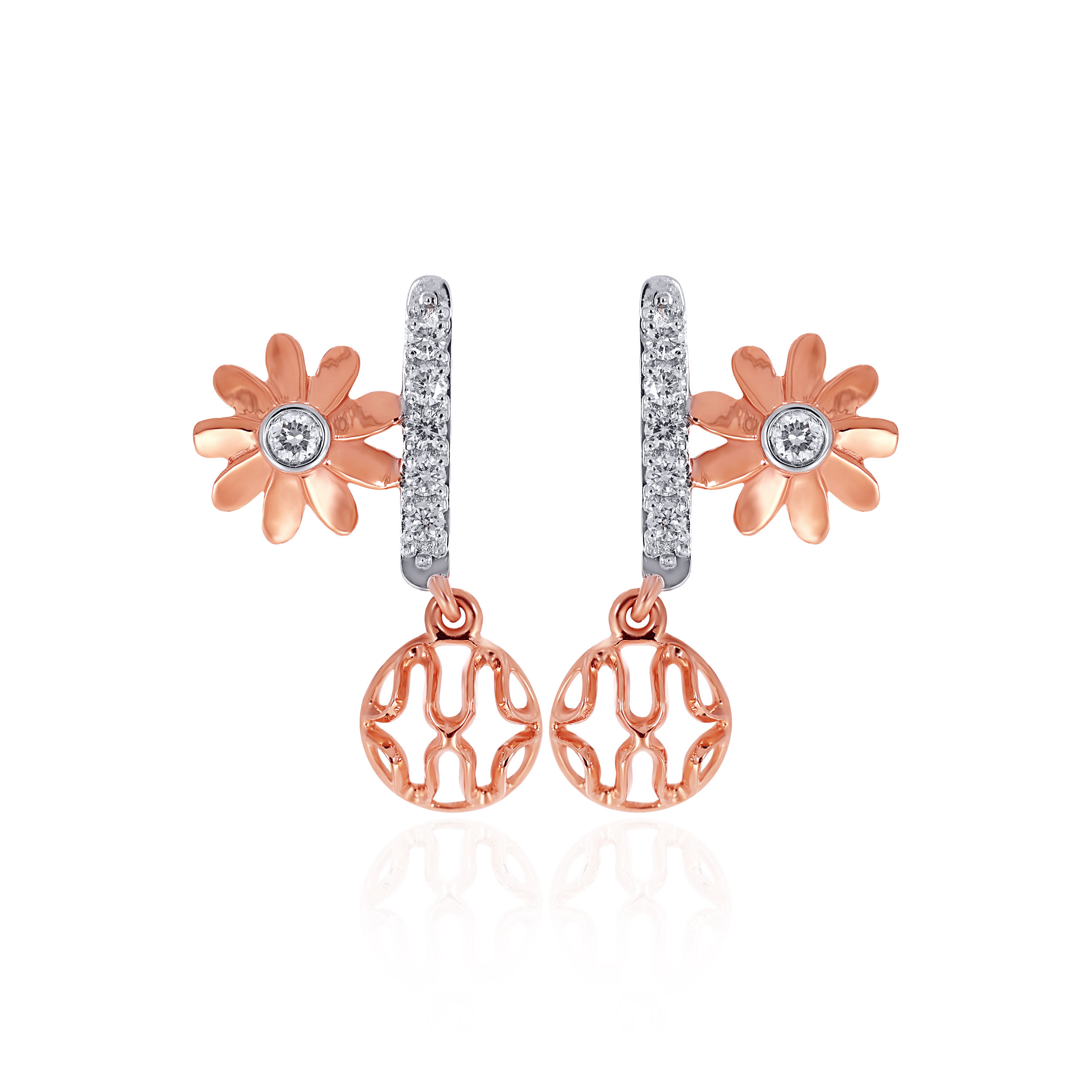 14K Rose Gold Diamond Drop Earrings-DT-D000760558 - Senco Gold and Diamonds