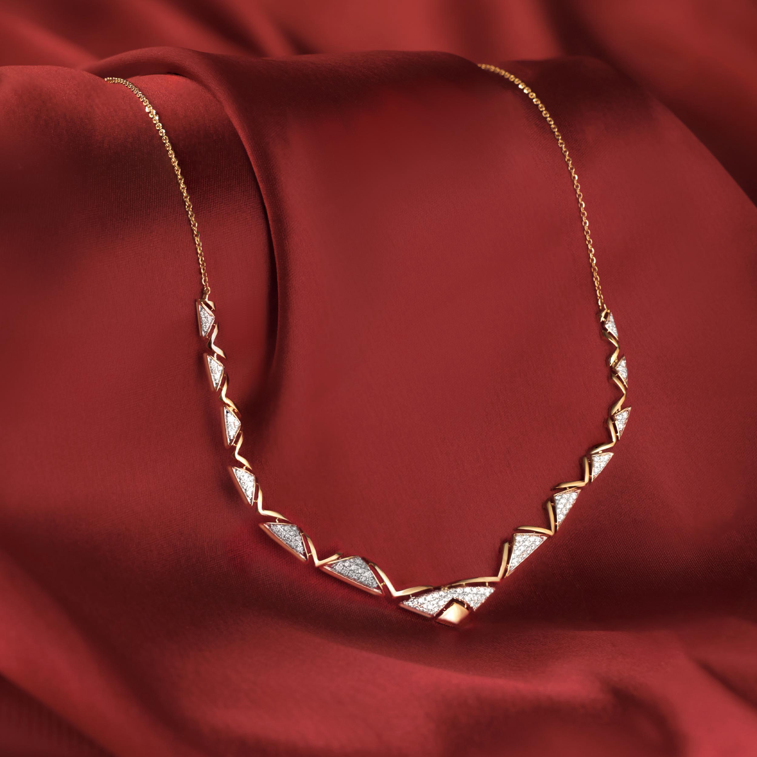 Zigzag Gleam Diamond Gold Necklace - Senco Gold and Diamonds