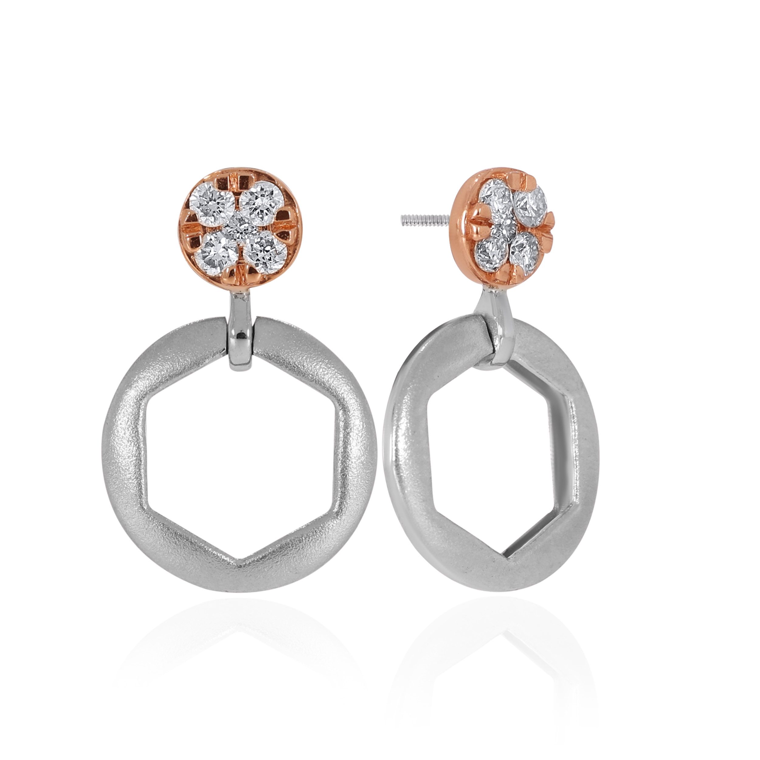 Geometric Circles Platinum Earrings - Senco Gold and Diamonds