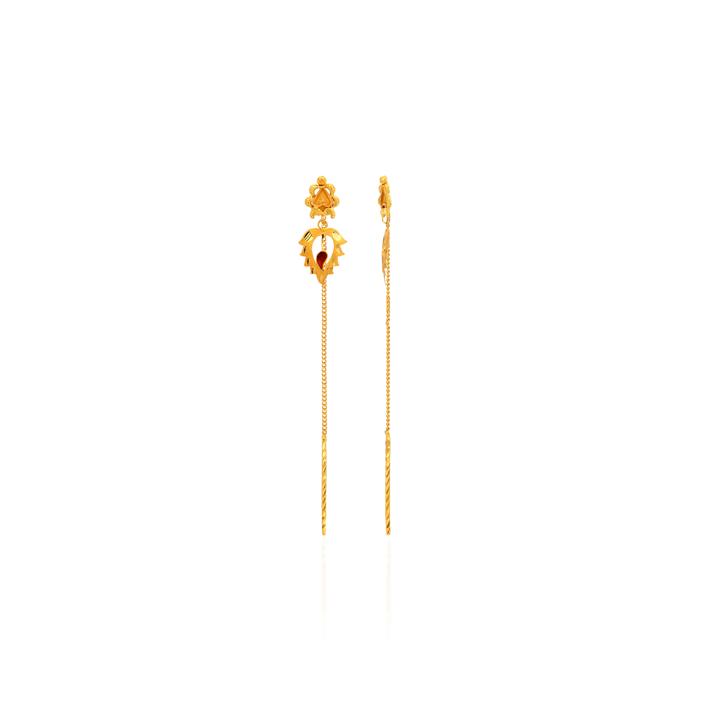 Autumn Leaf Gold Sui Dhaga Earrings - Senco Gold and Diamonds