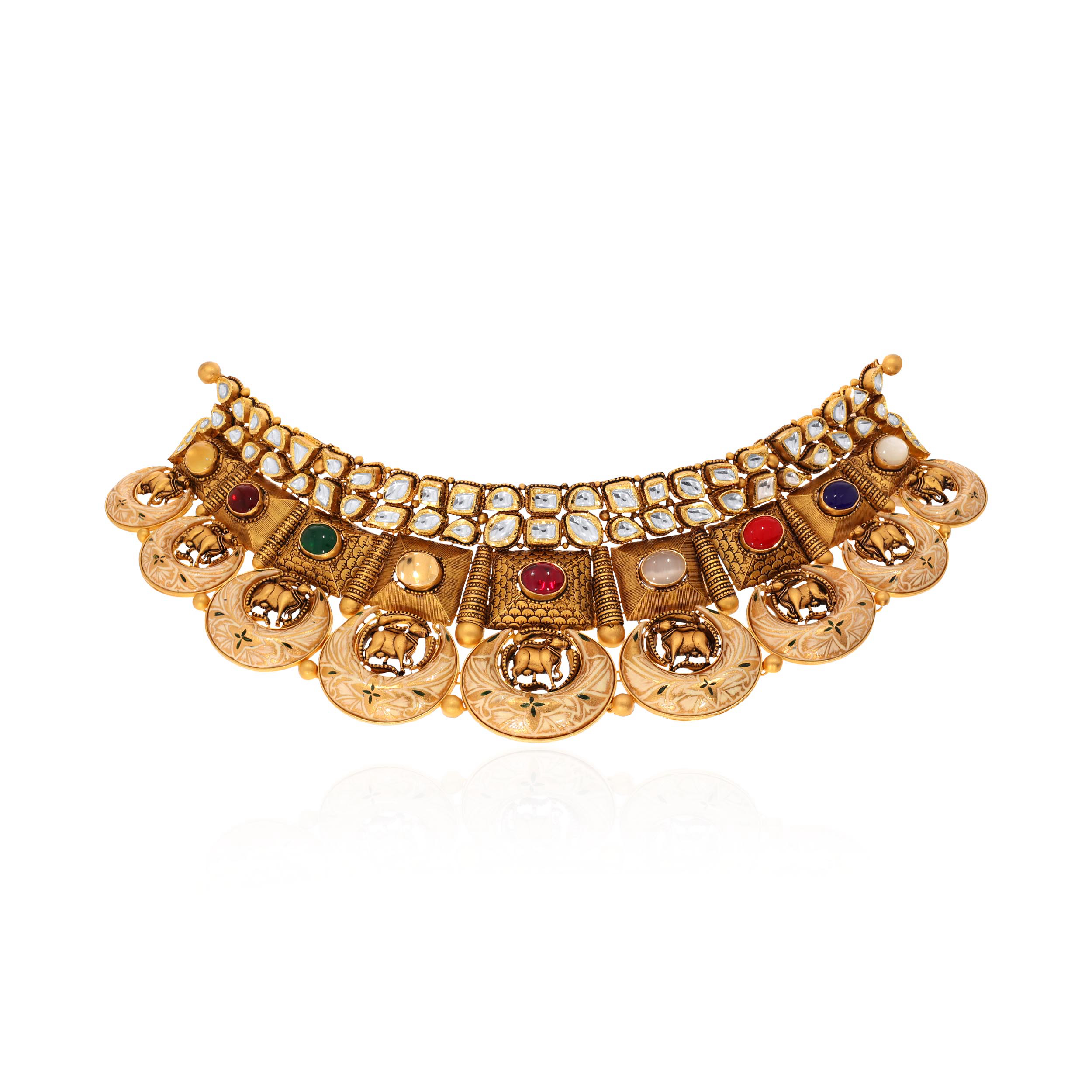 22K Yellow Gold Kundan Necklace-GN-D000788415 - Senco Gold and Diamonds