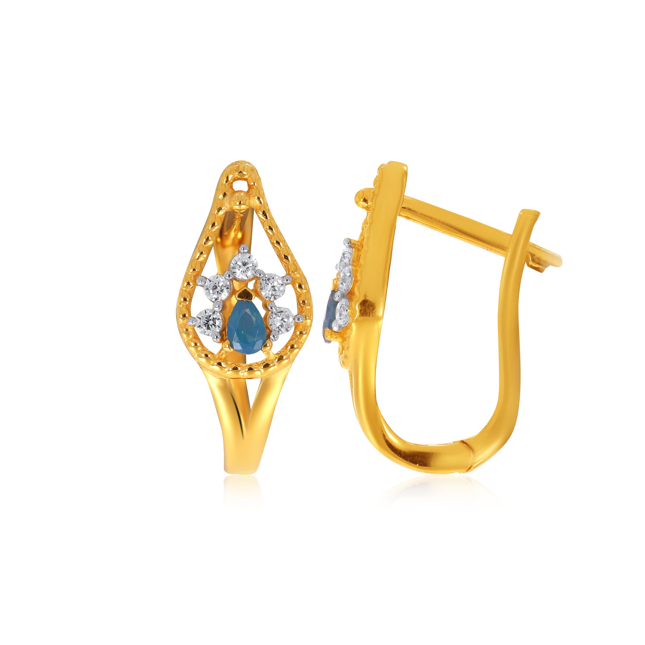 Bloomed Petal Gold Hoop Earrings - Senco Gold and Diamonds