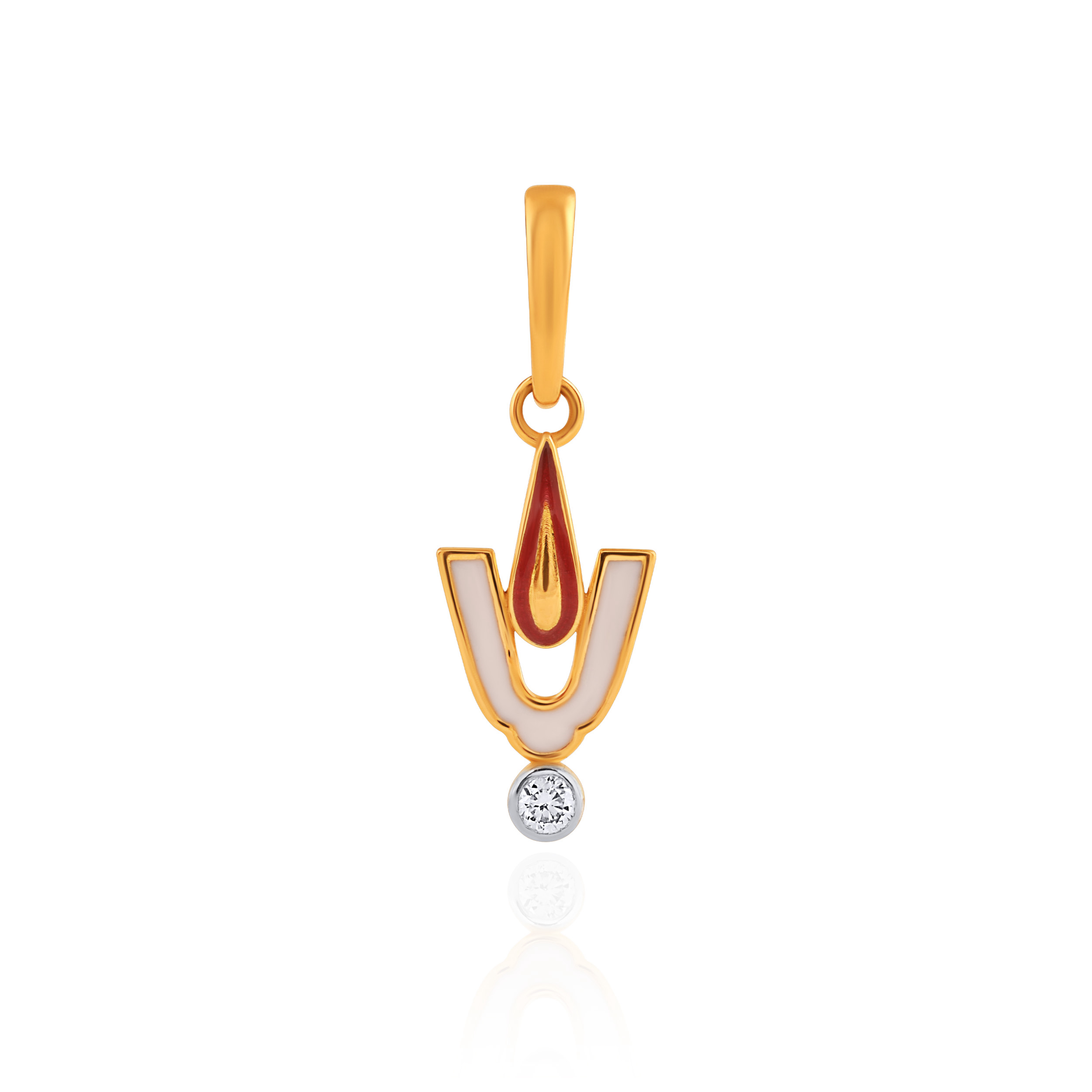 Vishnu Namam Enamel Diamond Pendant - Senco Gold and Diamonds