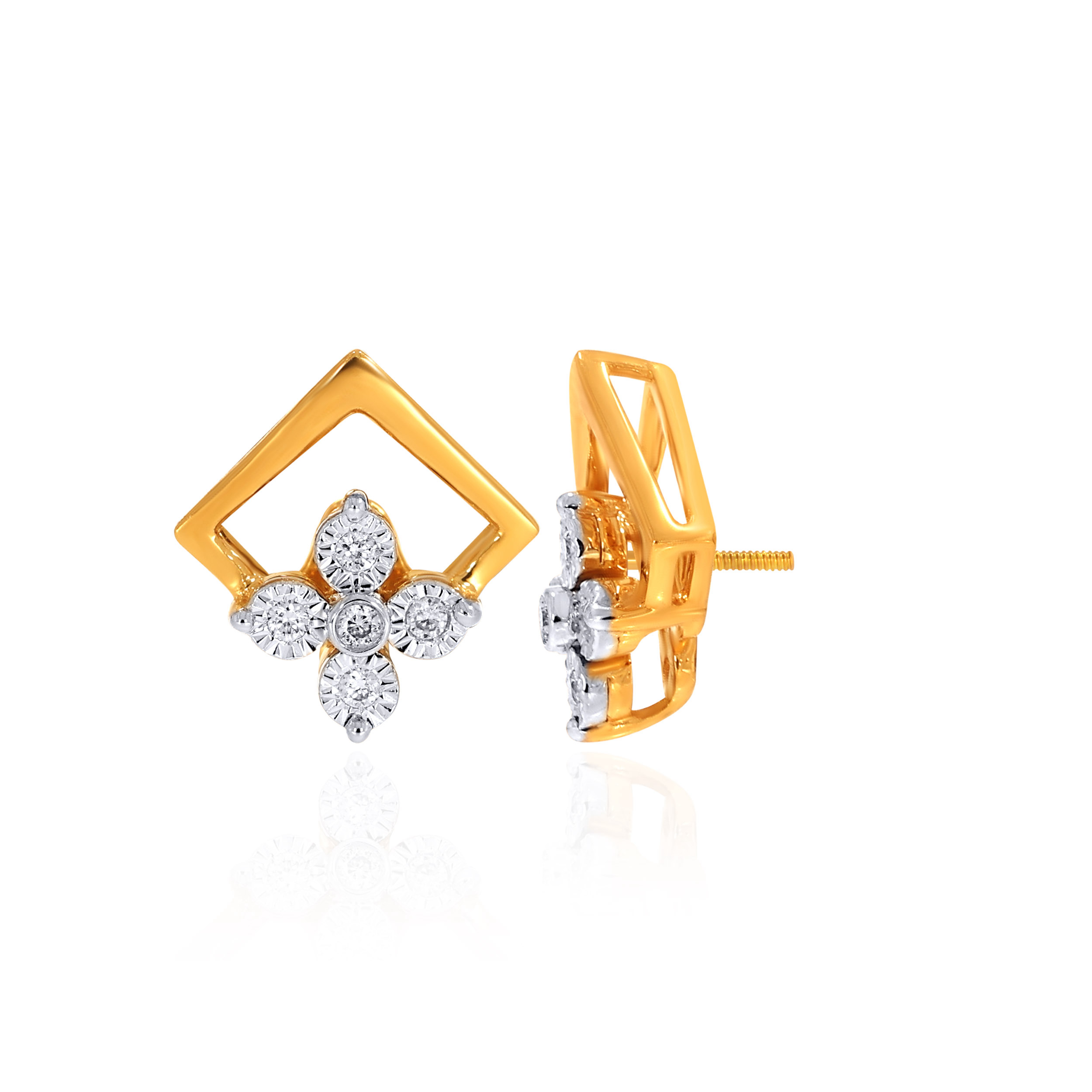 Floral Frame Diamond Studs - Senco Gold and Diamonds
