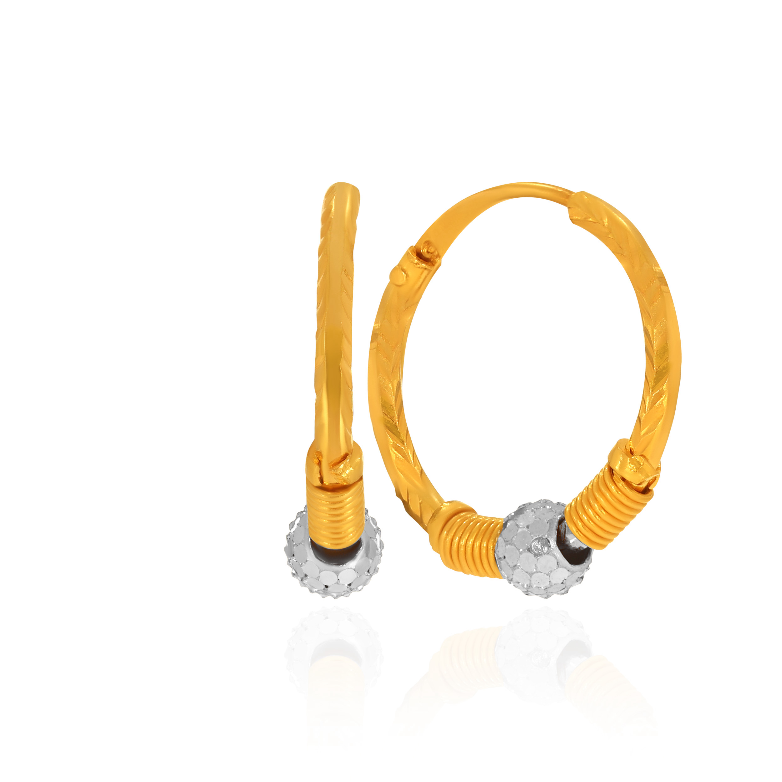 Fusion Charm Gold Hoop Earrings - Senco Gold and Diamonds