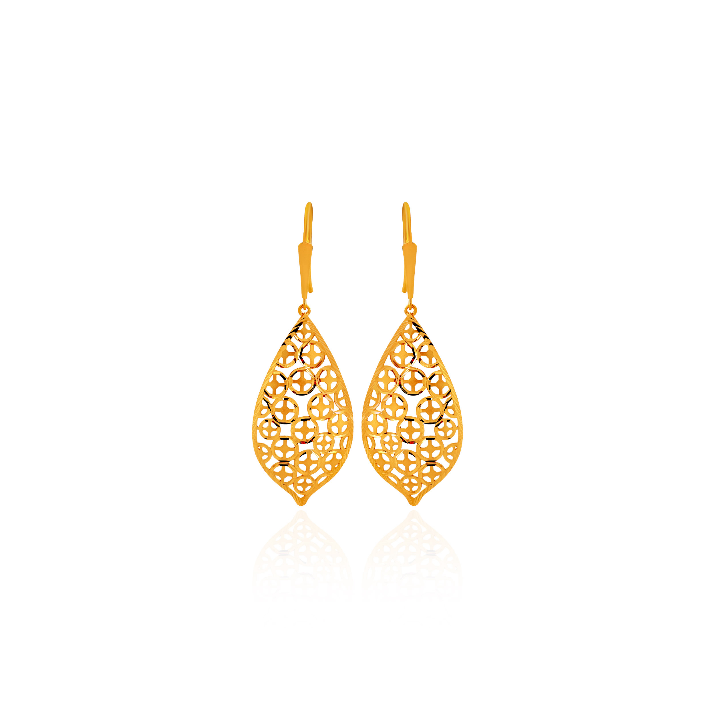 Poised Openwork Gold Drop Earrings - Senco Gold and Diamonds