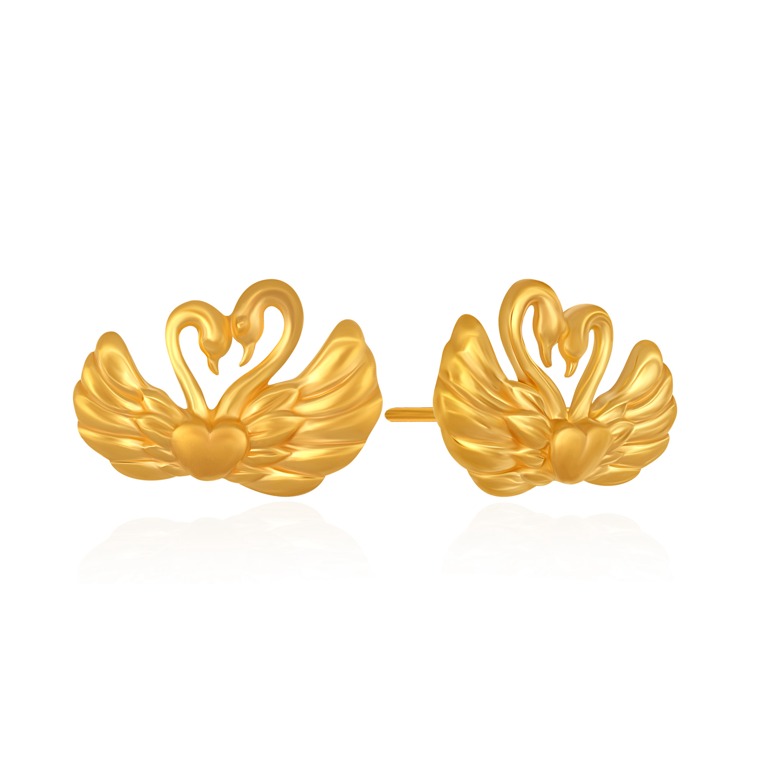 Swan Embrace Gold Studs - Senco Gold and Diamonds