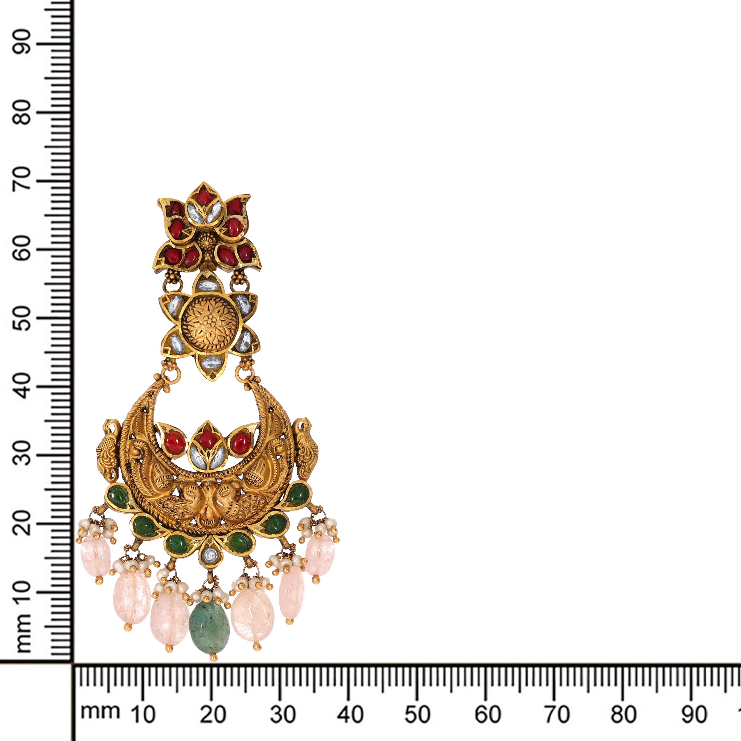 22K Yellow Gold Kundan Drop Earrings-GPGN-D000788487 - Senco Gold and Diamonds