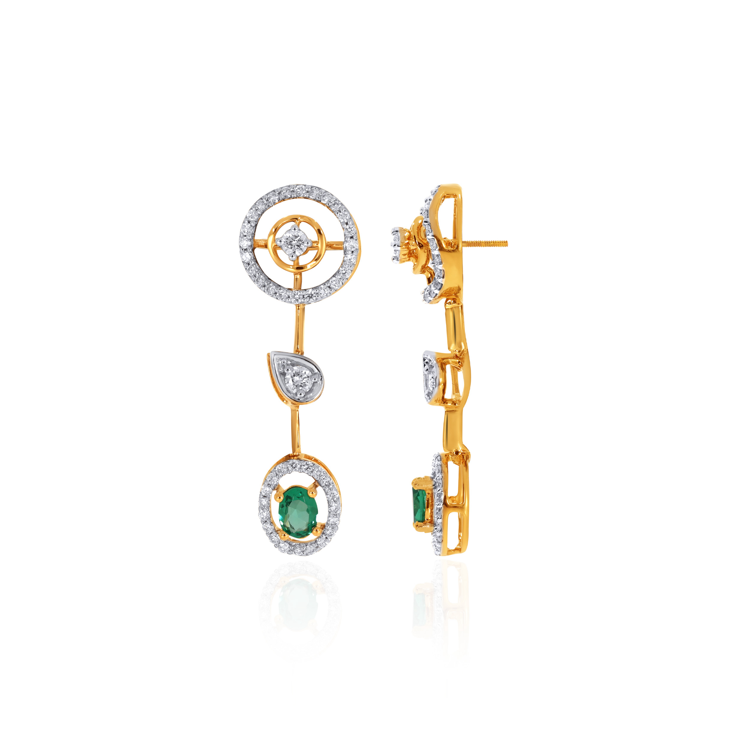 Jade Whisper Diamond Drop Earrings - Senco Gold and Diamonds