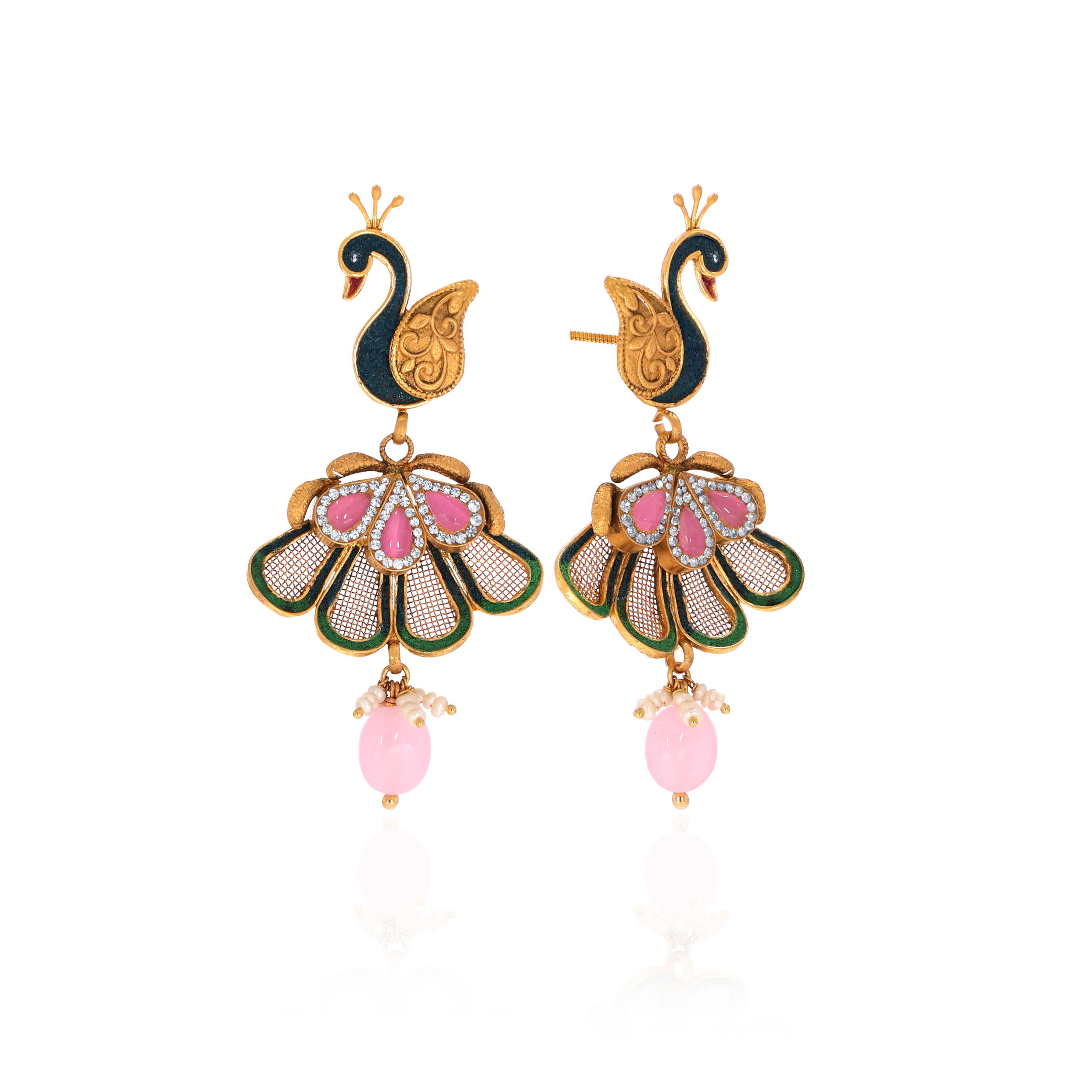 22K Yellow Gold Kundan Drop Earrings-GPNGP-D000765136 - Senco Gold and Diamonds