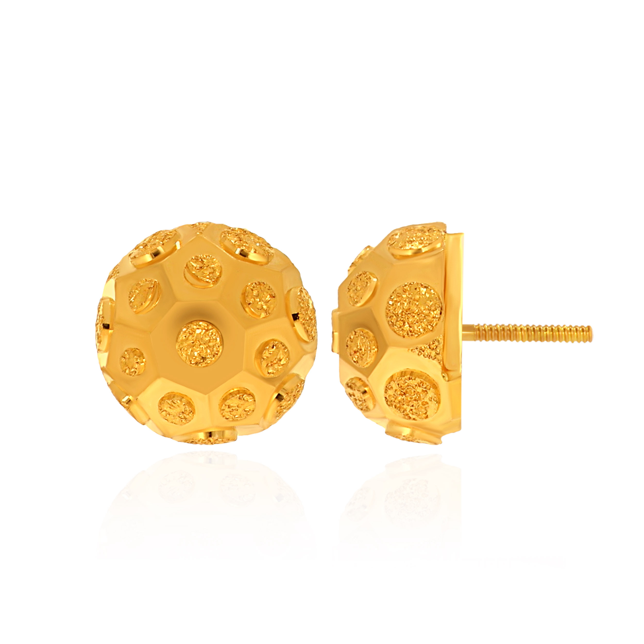 Textured Ball Gold Stud Earrings - Senco Gold and Diamonds