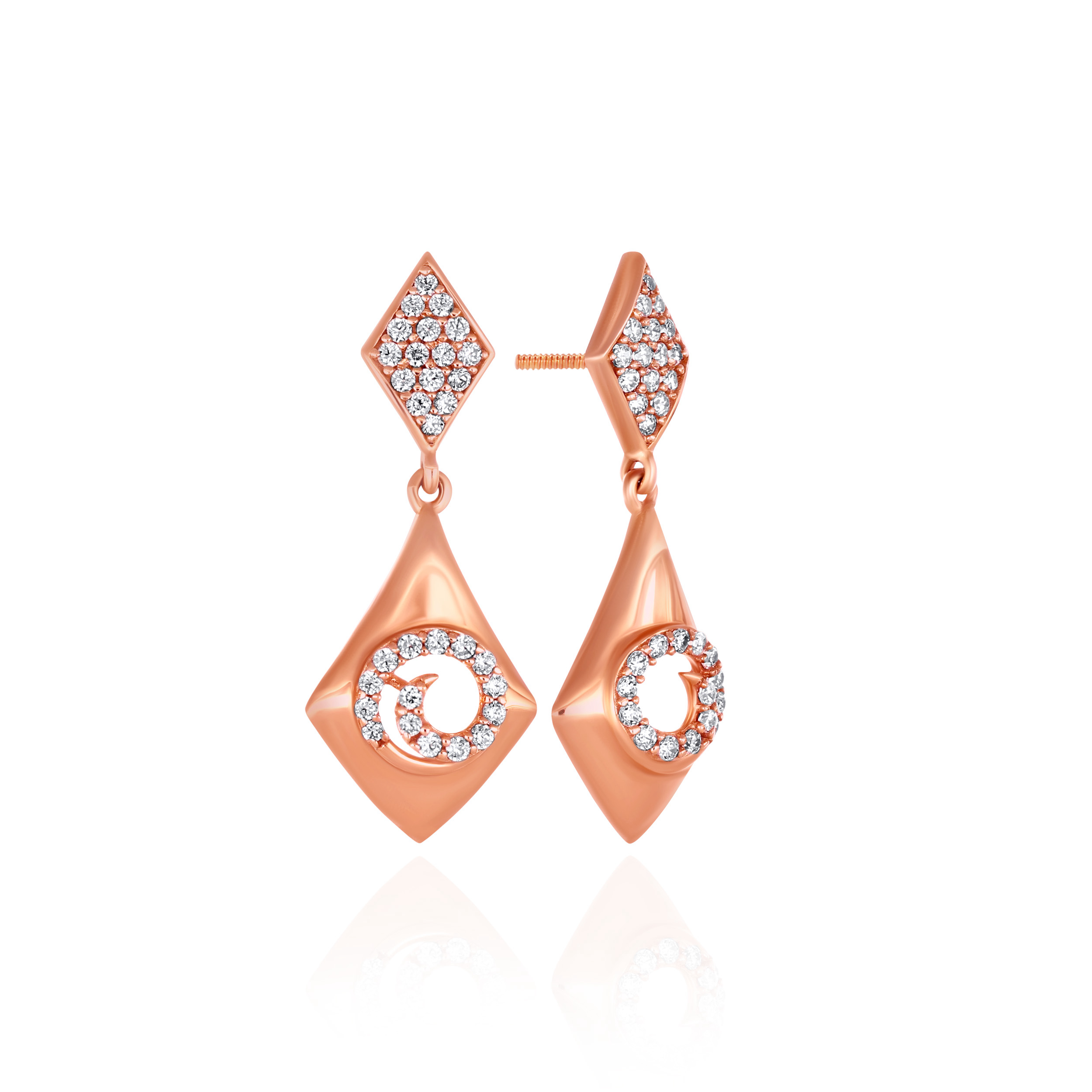 Opaline Rosette Gold Drop Earrings - Senco Gold and Diamonds