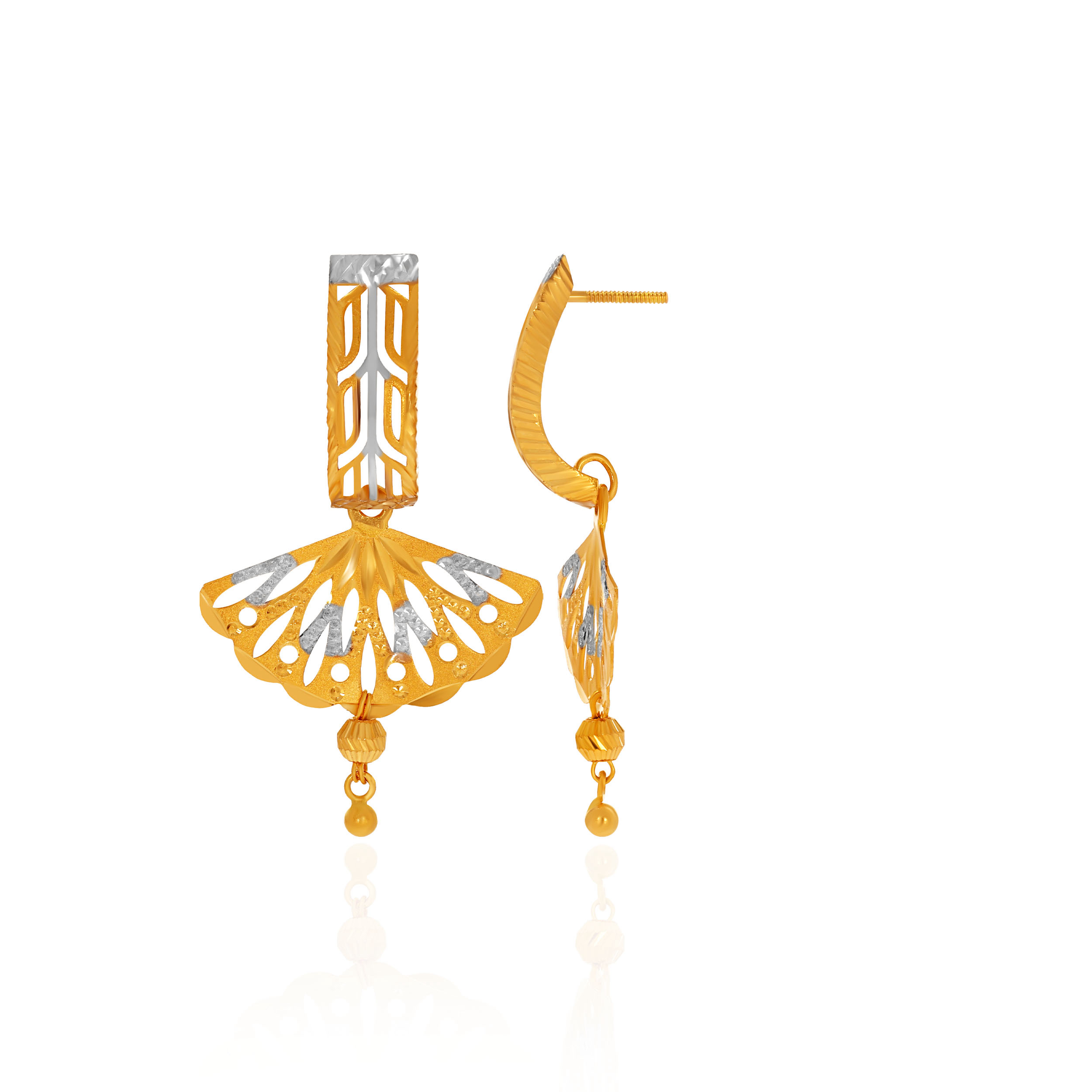Artisan Scalloped Open Gold Drop Earrings - Senco Gold and Diamonds