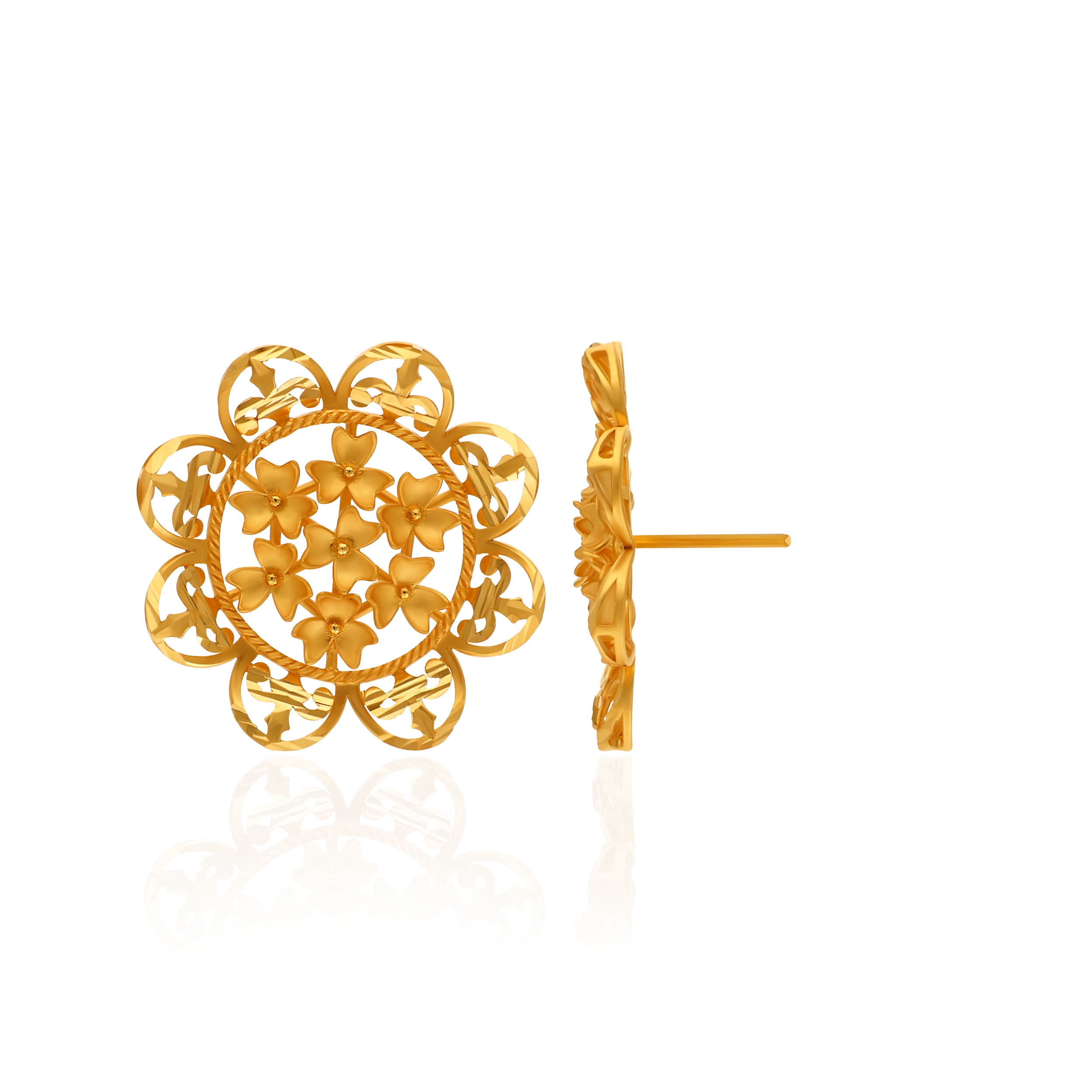 Blossom Aura Gold Studs - Senco Gold and Diamonds