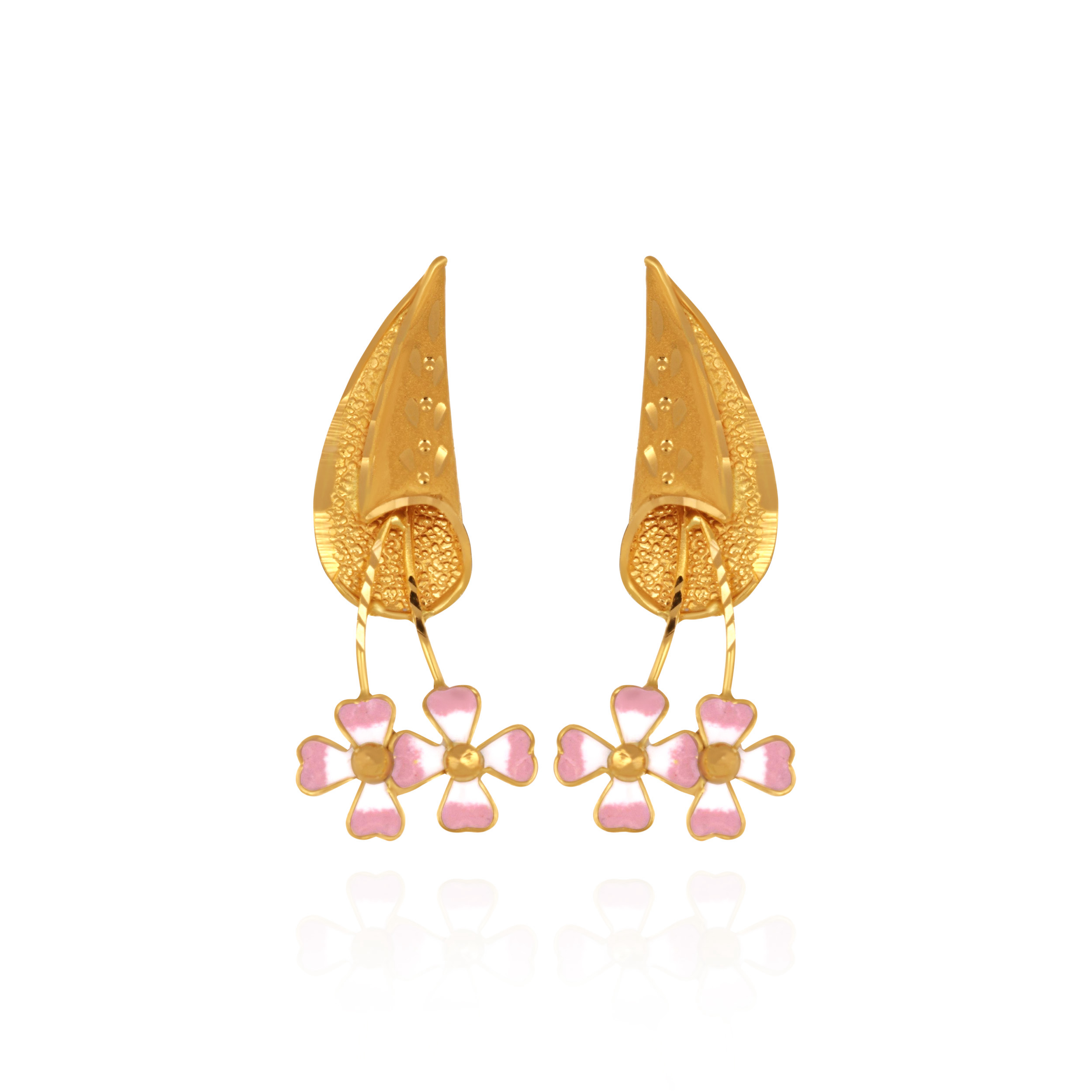 Serene Blossom Gold Studs - Senco Gold and Diamonds