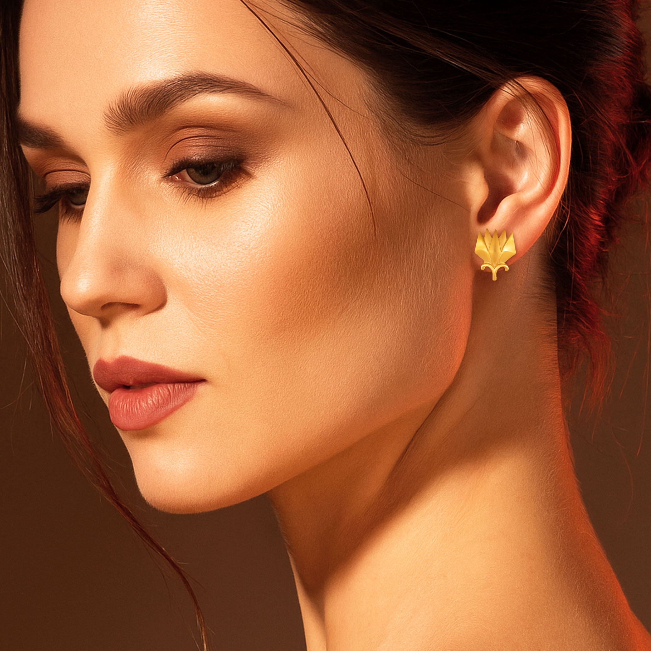 Versatile Sculpted Gold Studs - Senco Gold and Diamonds