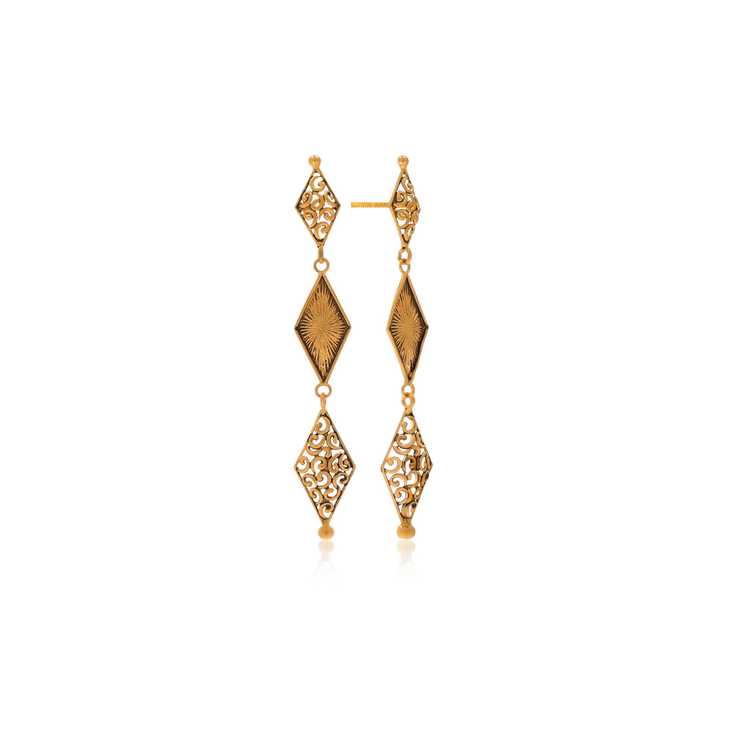 Filigree Charm Antique Gold Earrings - Senco Gold and Diamonds