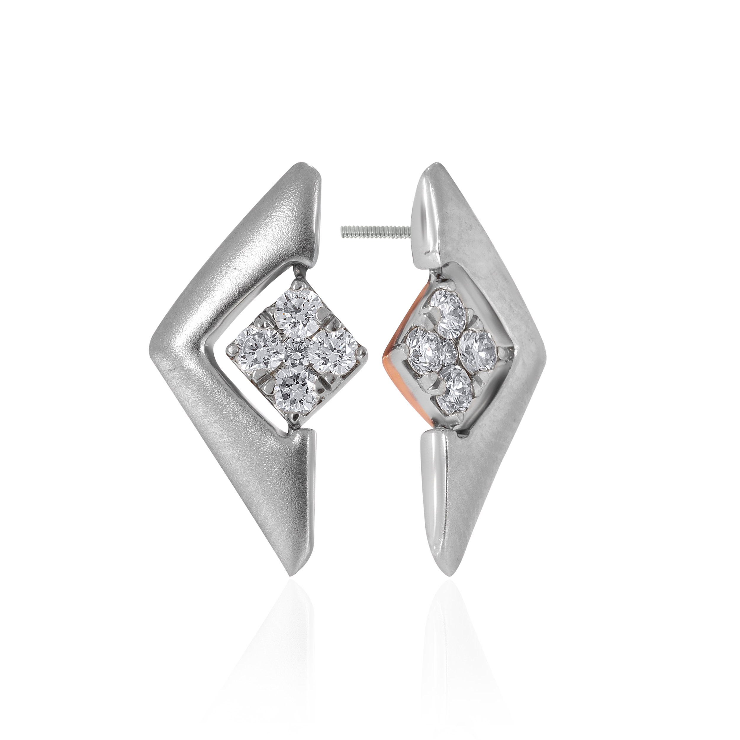 Rhombus Platinum Radiant Earrings - Senco Gold and Diamonds