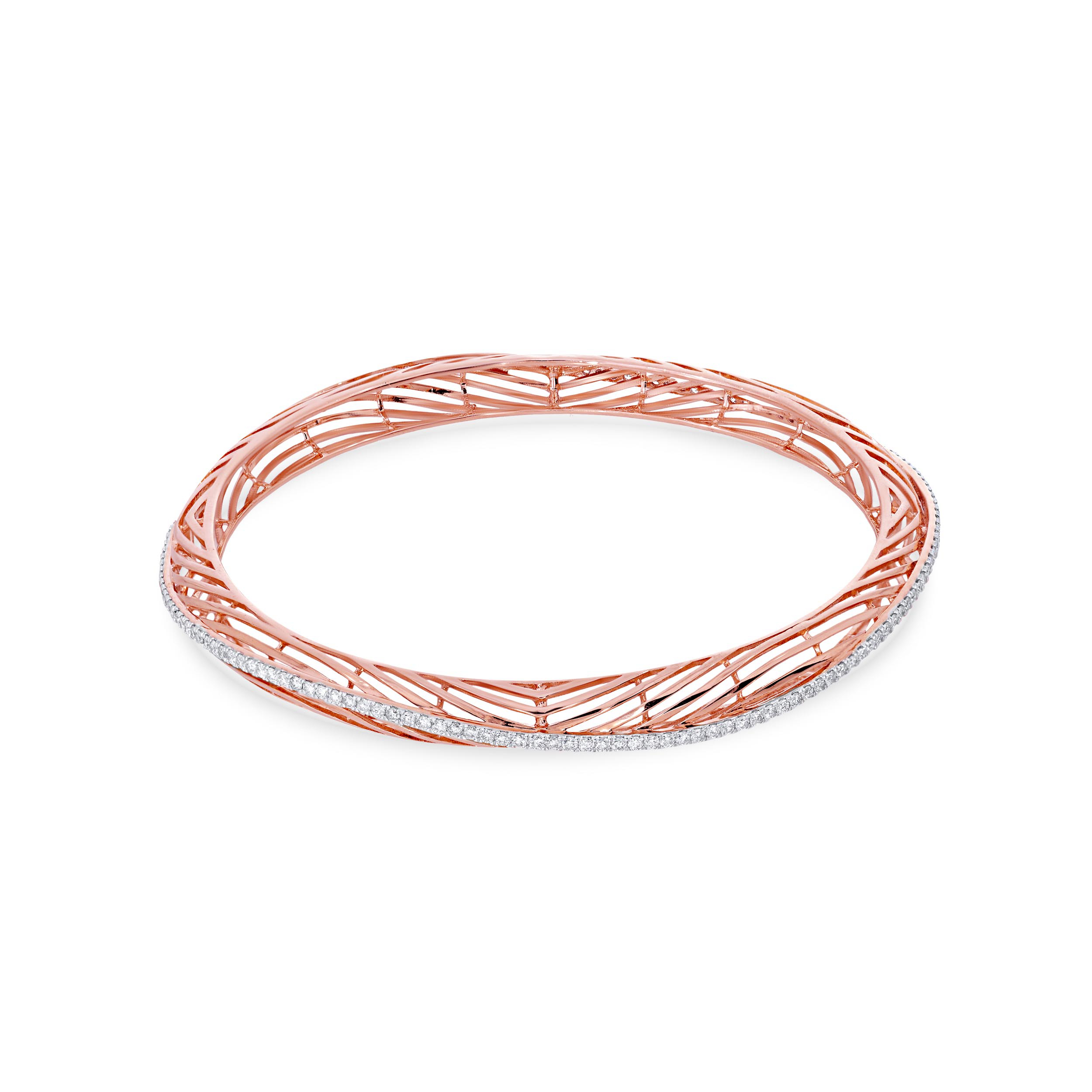 Wavy Gleam Diamond Bangle - Senco Gold and Diamonds