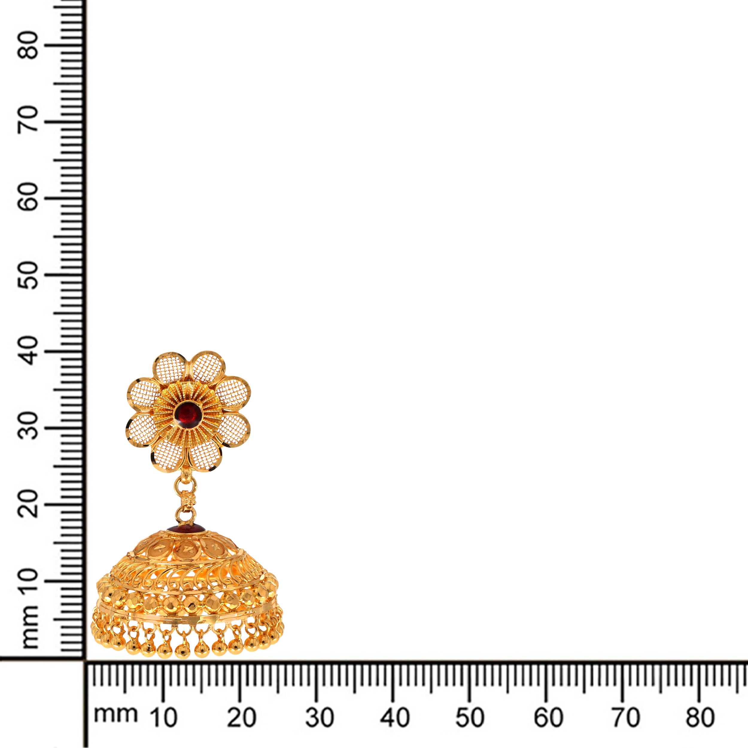 Breezy Bloom Gold Jhumka Earrings - Senco Gold and Diamonds