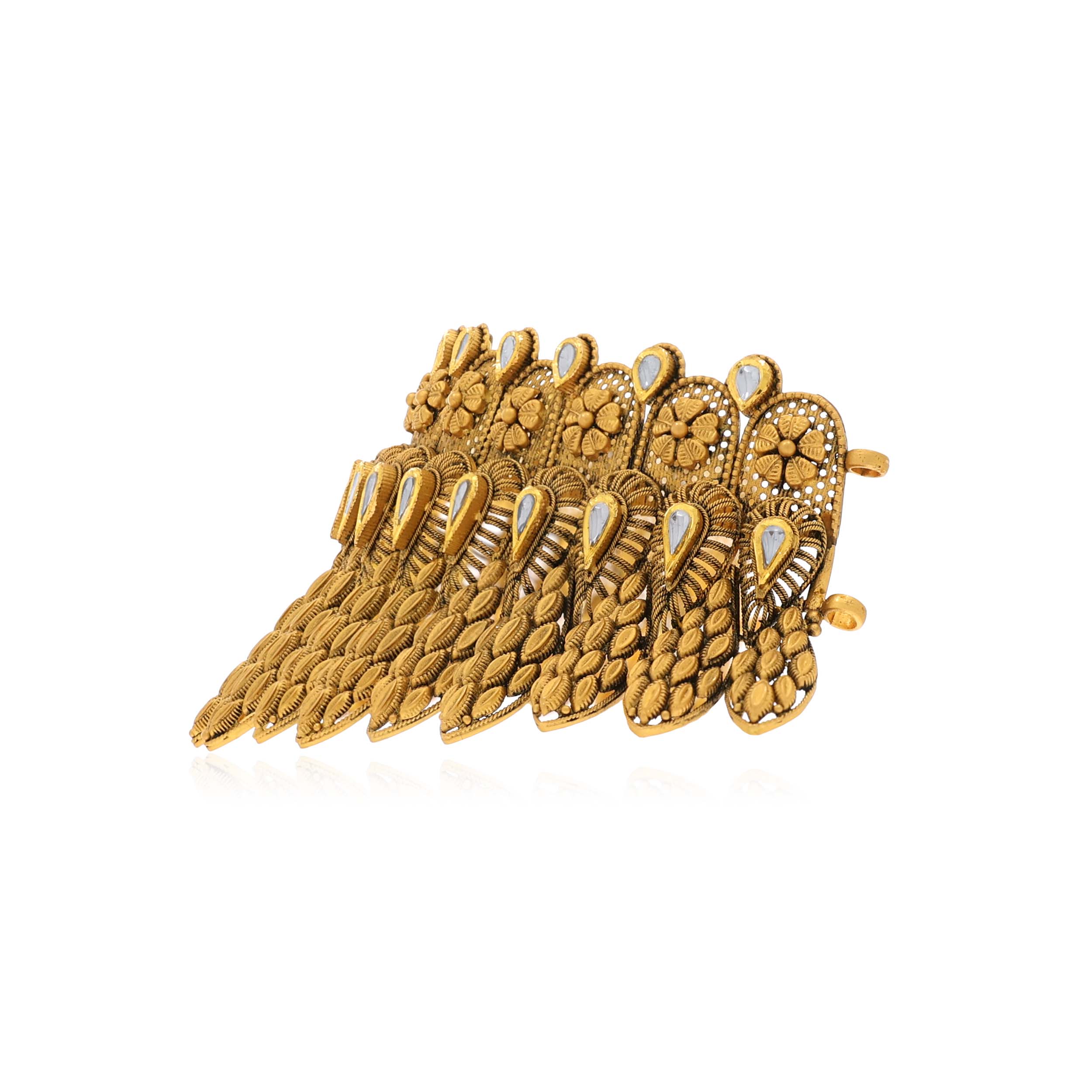 Royal Feathers Antique Gold Choker Necklace - Senco Gold and Diamonds